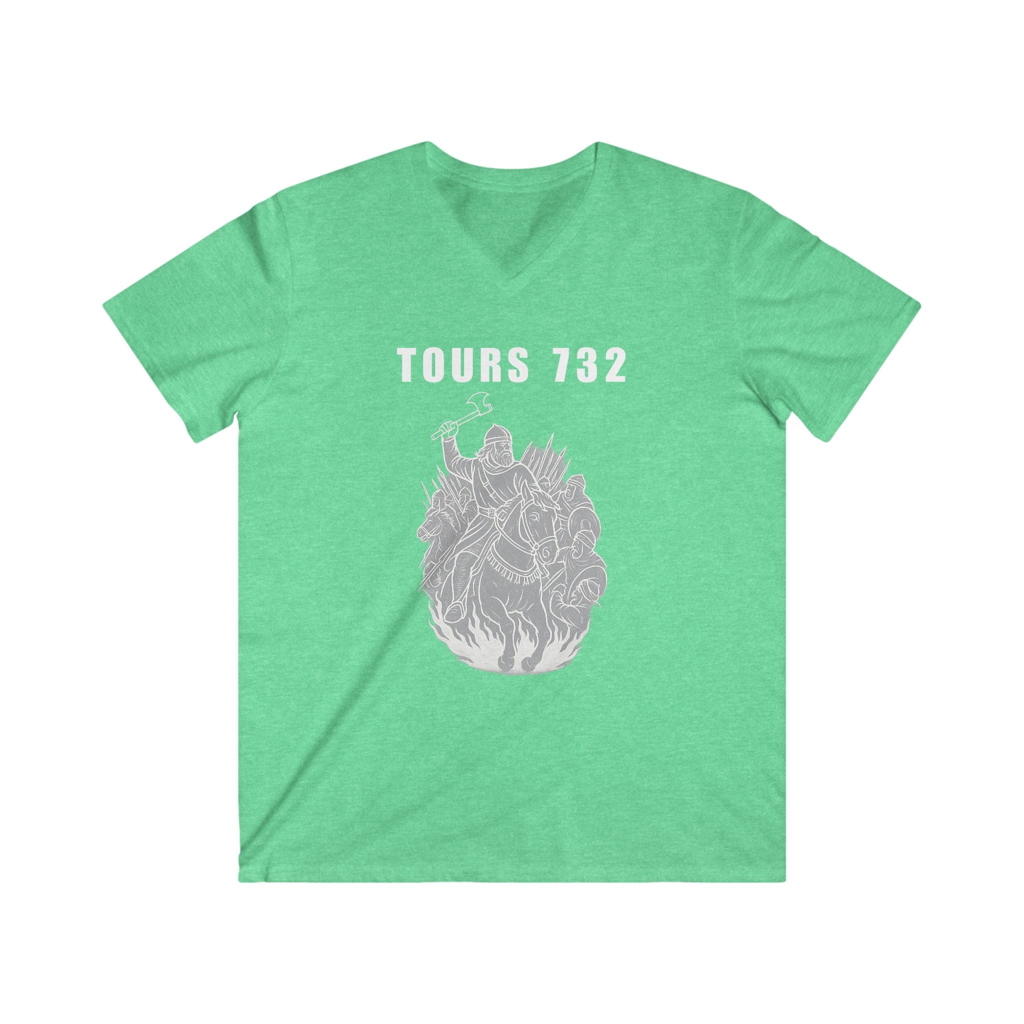 V-Neck Tee with Tours 732 Charles "The Hammer" Martel Graphic