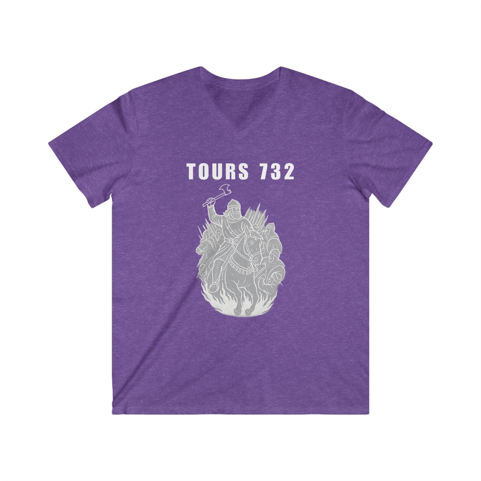 V-Neck Tee with Tours 732 Charles "The Hammer" Martel Graphic