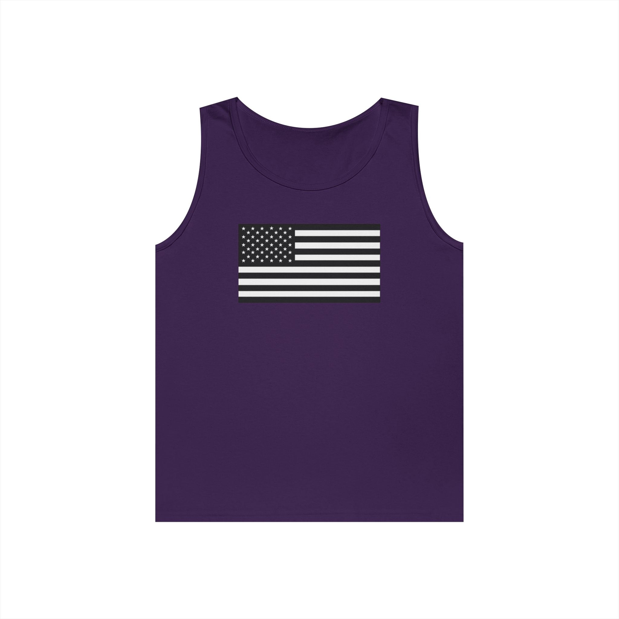 Black and White American Flag Heavy Cotton Tank Top