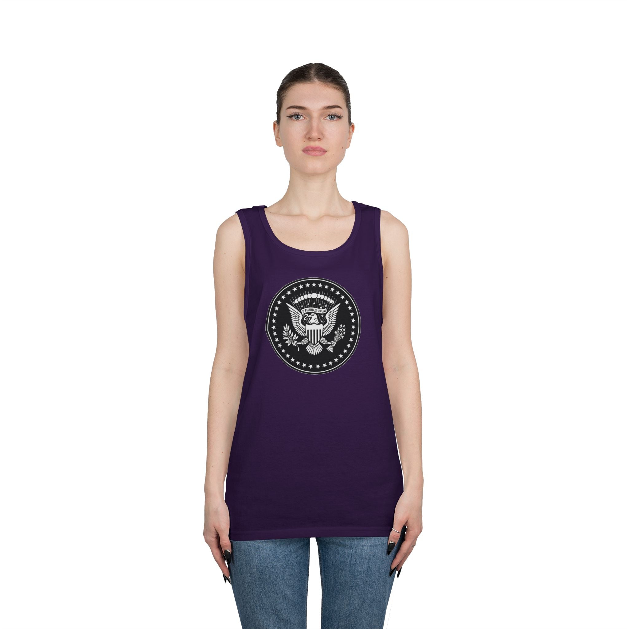 American Eagle Presidential Seal Black Design Unisex Heavy Cotton Tank Top