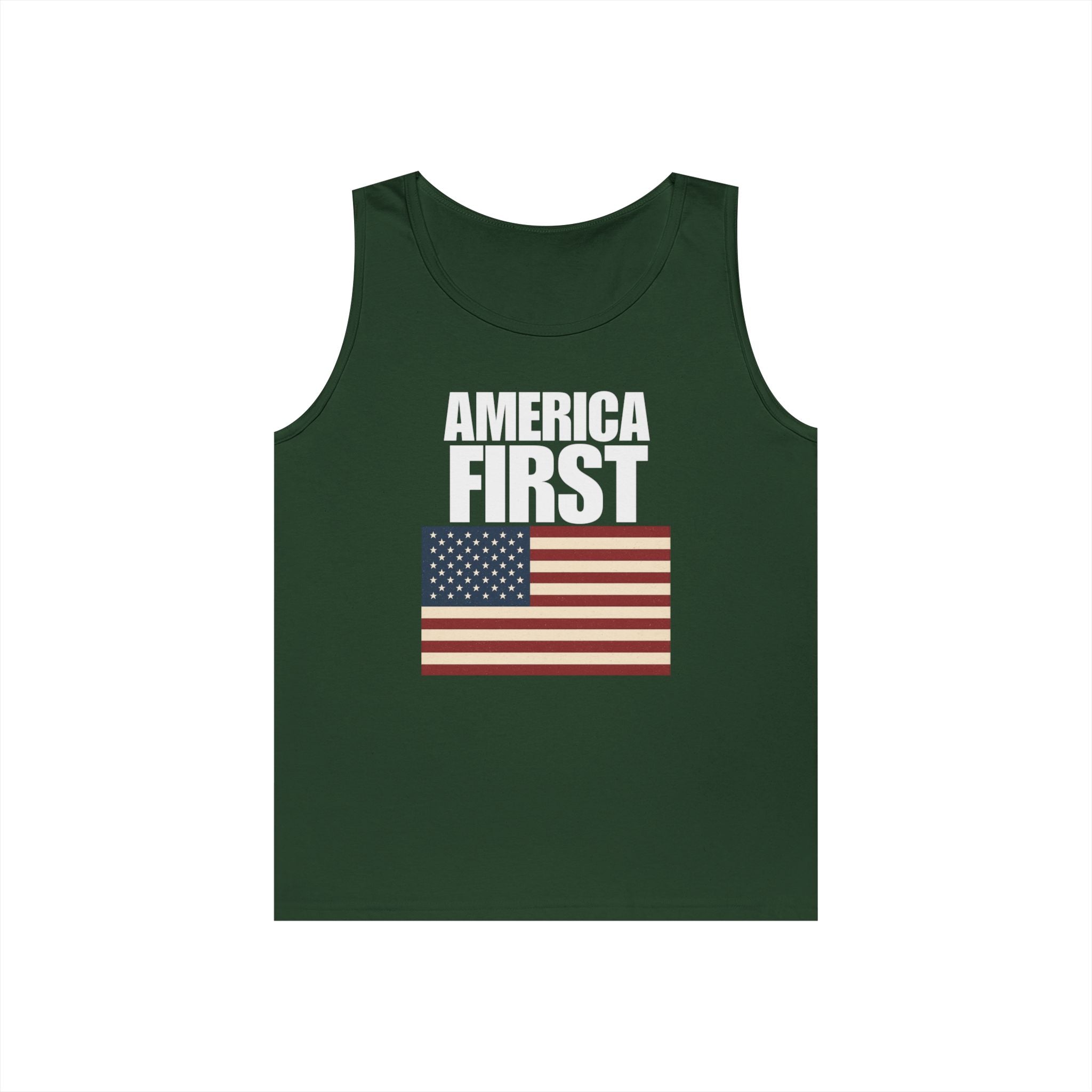 America First American Flag Heavy Cotton Tank Top