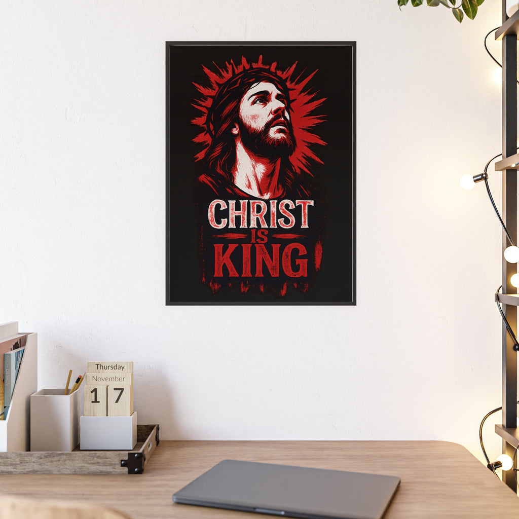 Framed Inspirational Wall Art Christ is King Poster, Christian Home Decor