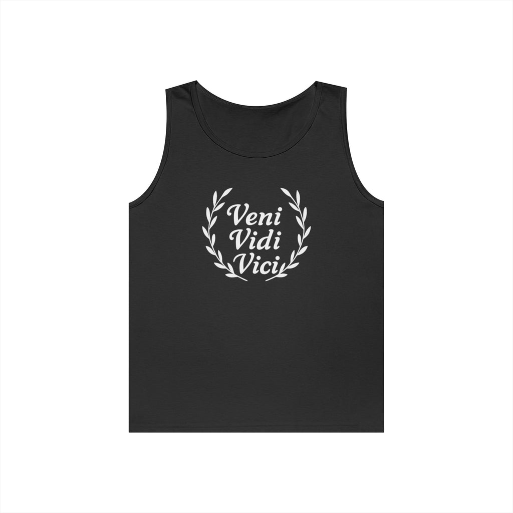 Veni Vidi Vici White Text Unisex Heavy Cotton Tank Top