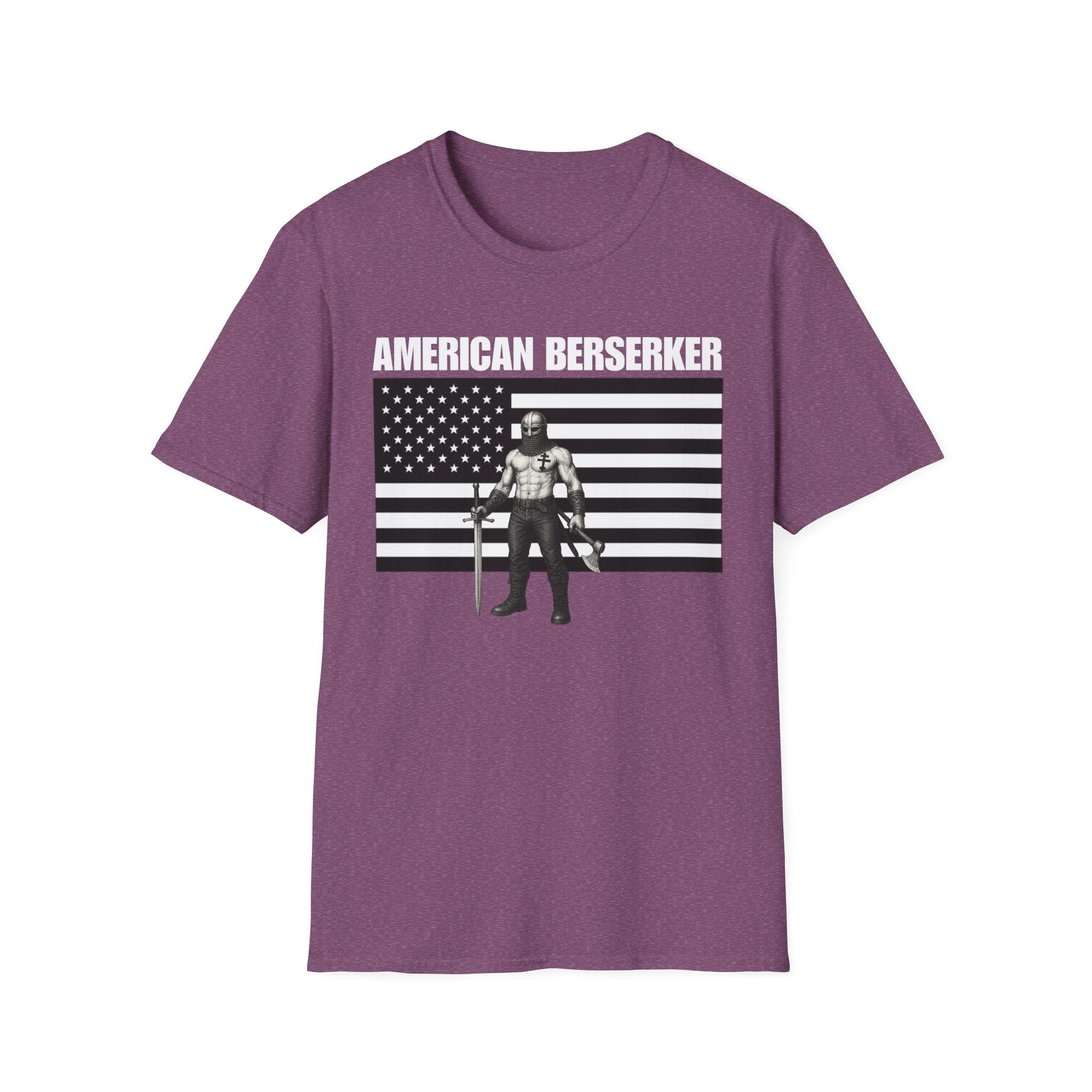 Bold American Berserker Black and White Softstyle T-Shirt