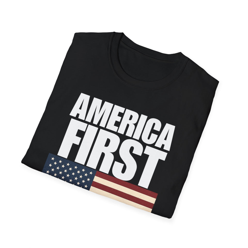 America First American Flag Softstyle Cotton Shirt T-Shirt