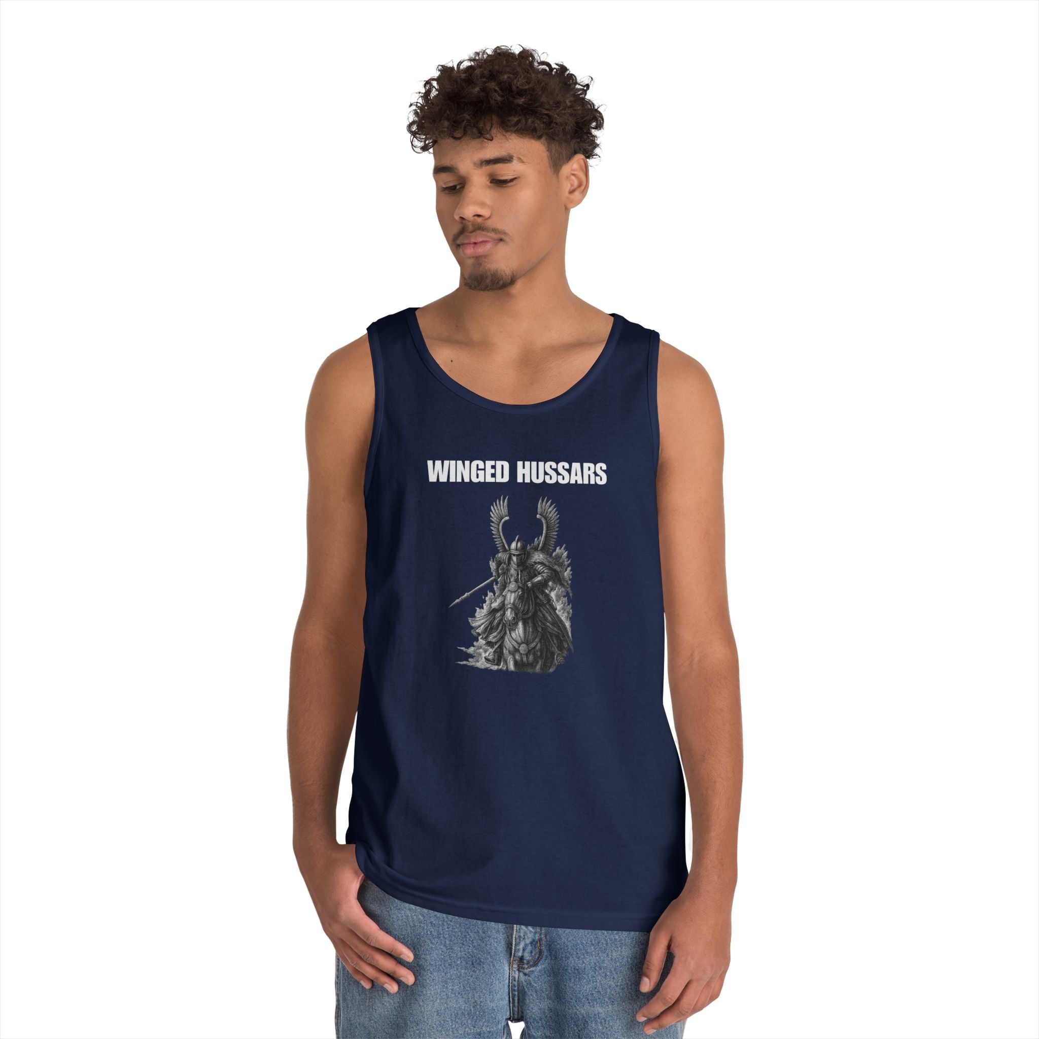Winged Hussar White Design Heavy Cotton Tank Top