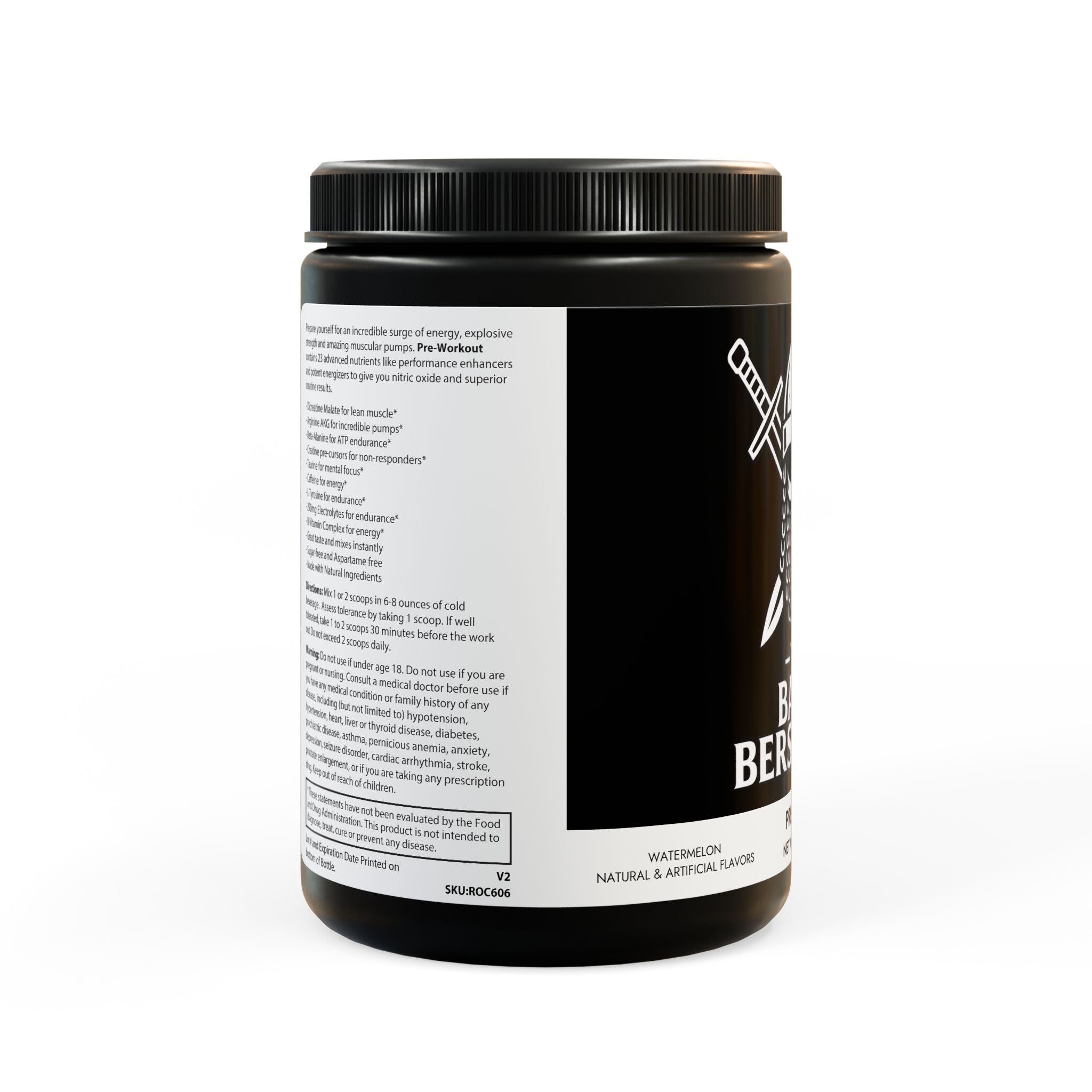 The Based Berserker Pre-Workout Supplement, Watermelon (300g, 10.58oz)