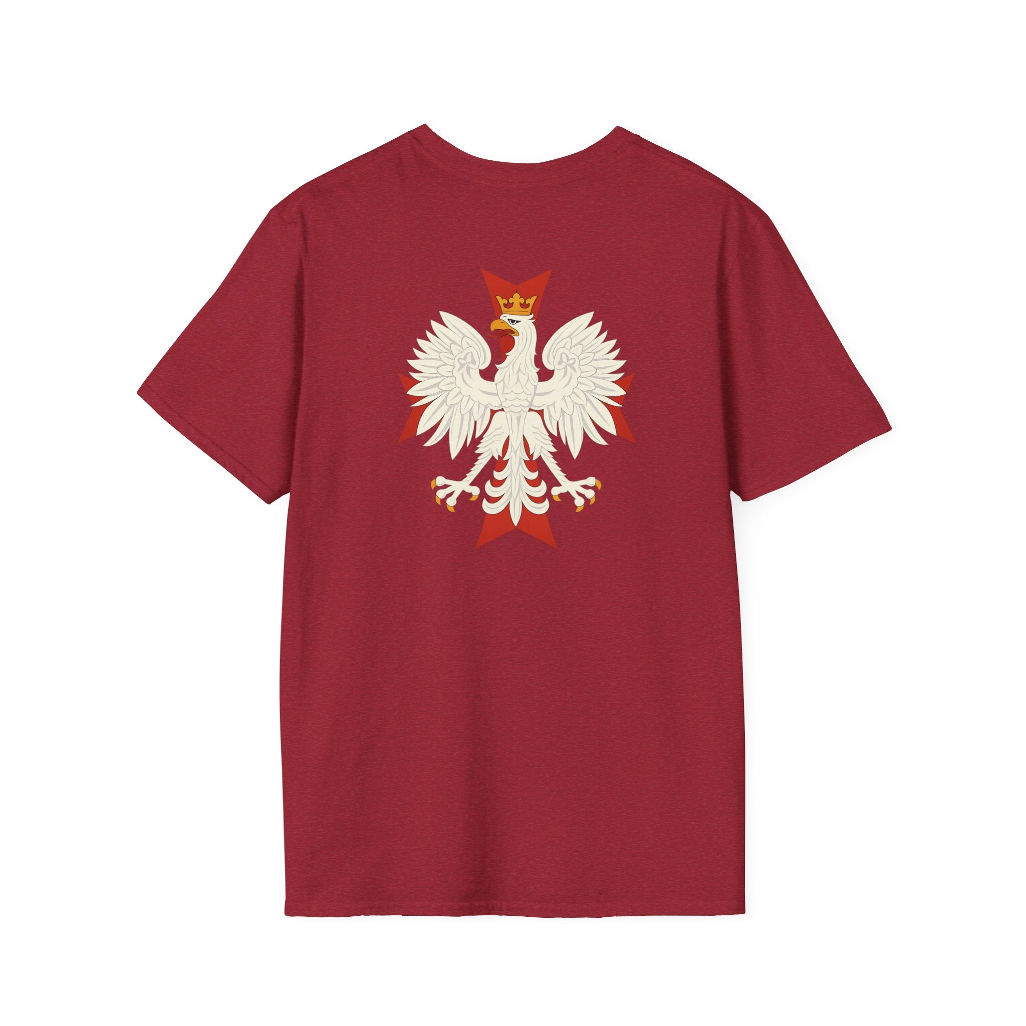 Be Like Poland Winged Hussar Front, Polish Eagle Cross Back Heavy Cotton Softstyle T-Shirt Softstyle Tee