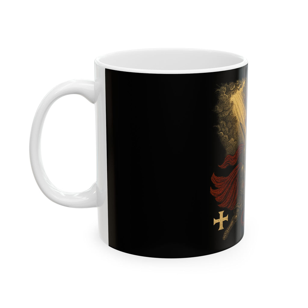 Dragon Slayer Destroy Evil Crusader vs Great Red Dragon Ceramic Mug