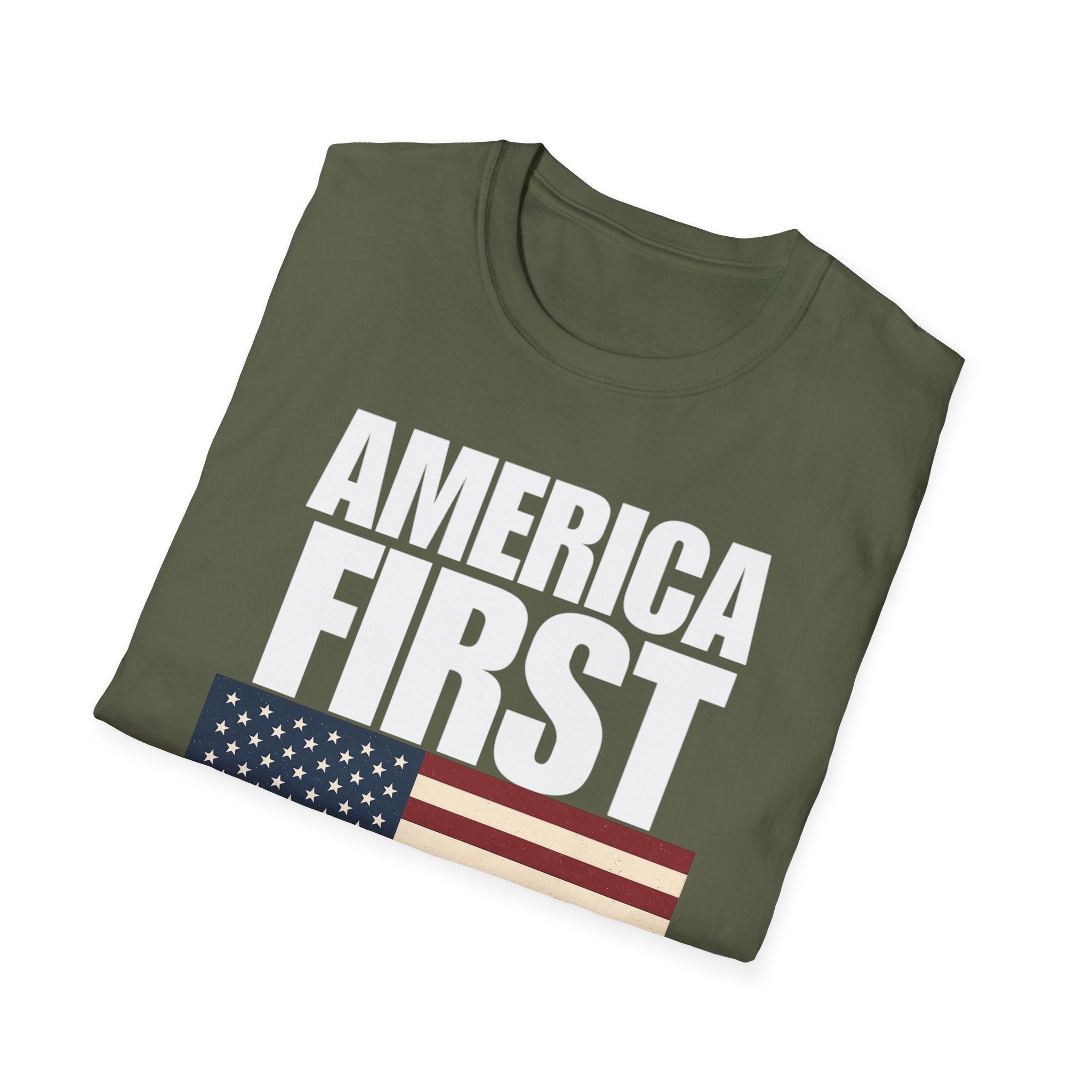 America First American Flag Softstyle Cotton Shirt T-Shirt