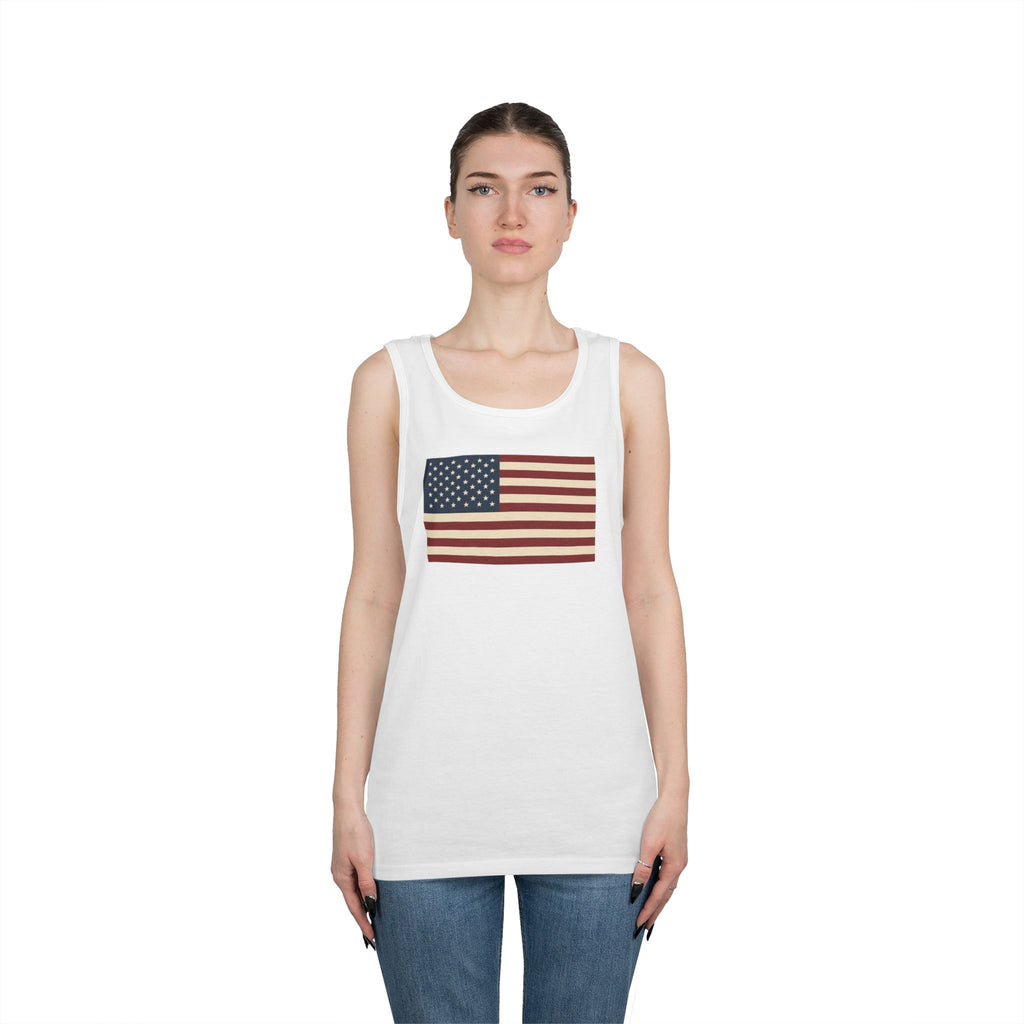 American Flag Heavy Cotton Tank Top