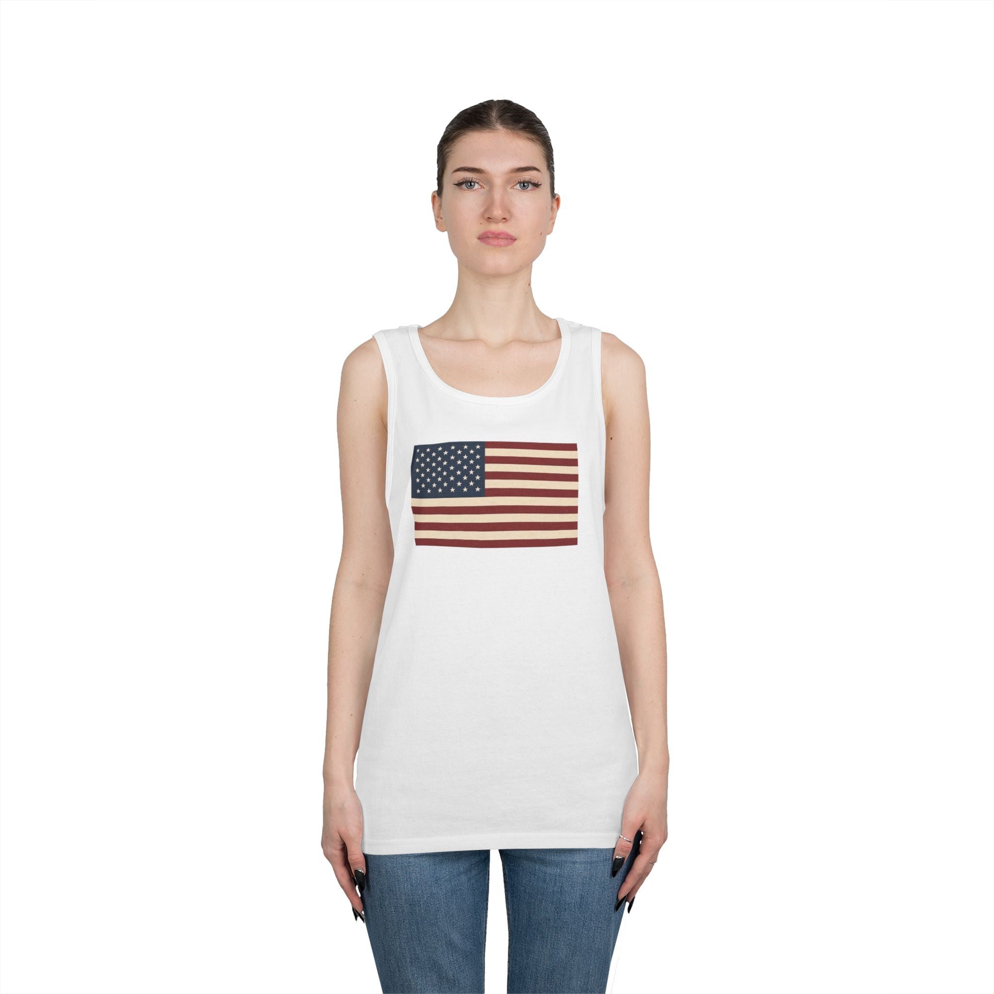 American Flag Heavy Cotton Tank Top