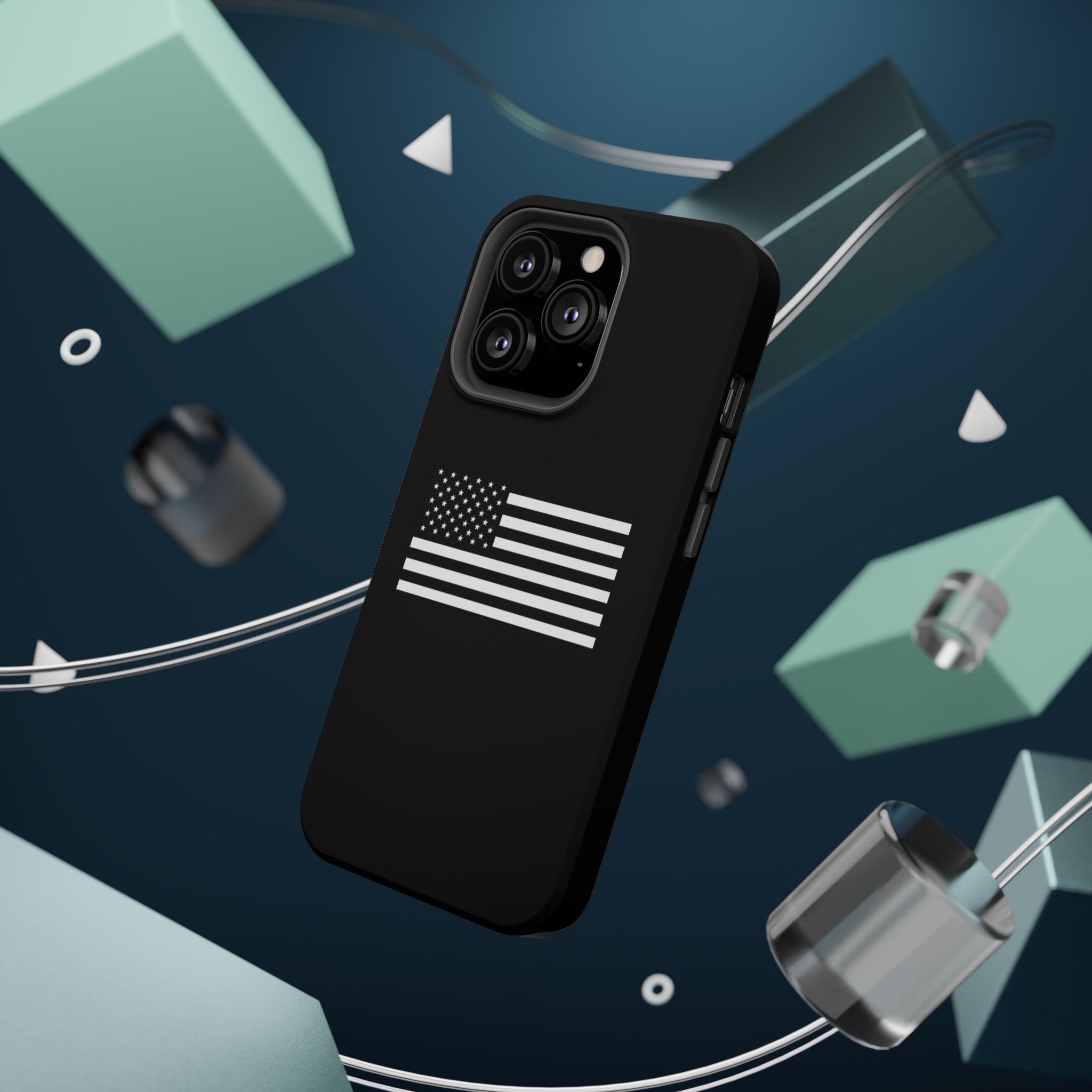 Black and White American Flag Magnetic Impact-Resistant Cases