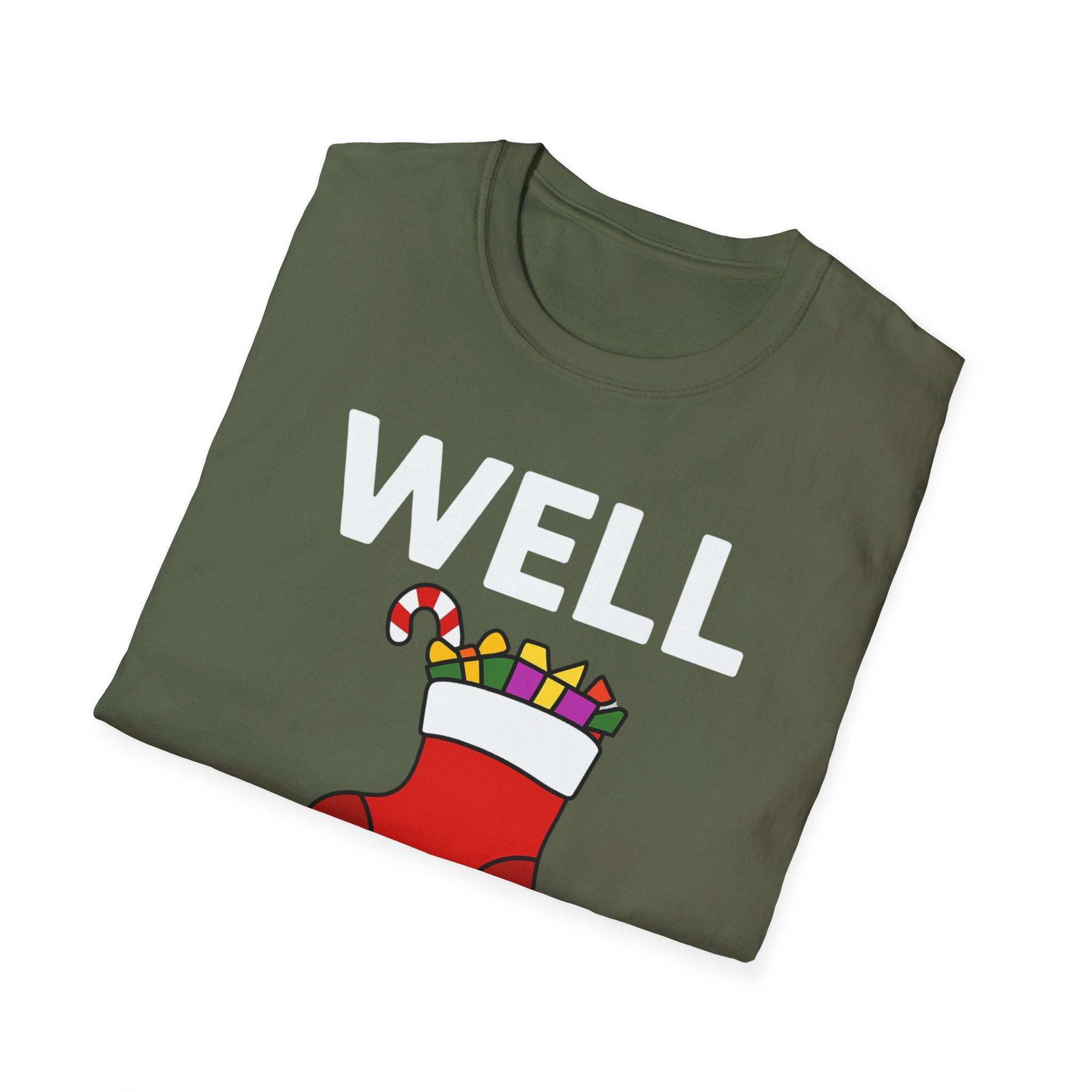 Well Hung Christmas T-Shirt | Funny Holiday Tee | Christmas Stocking Humor Shirt