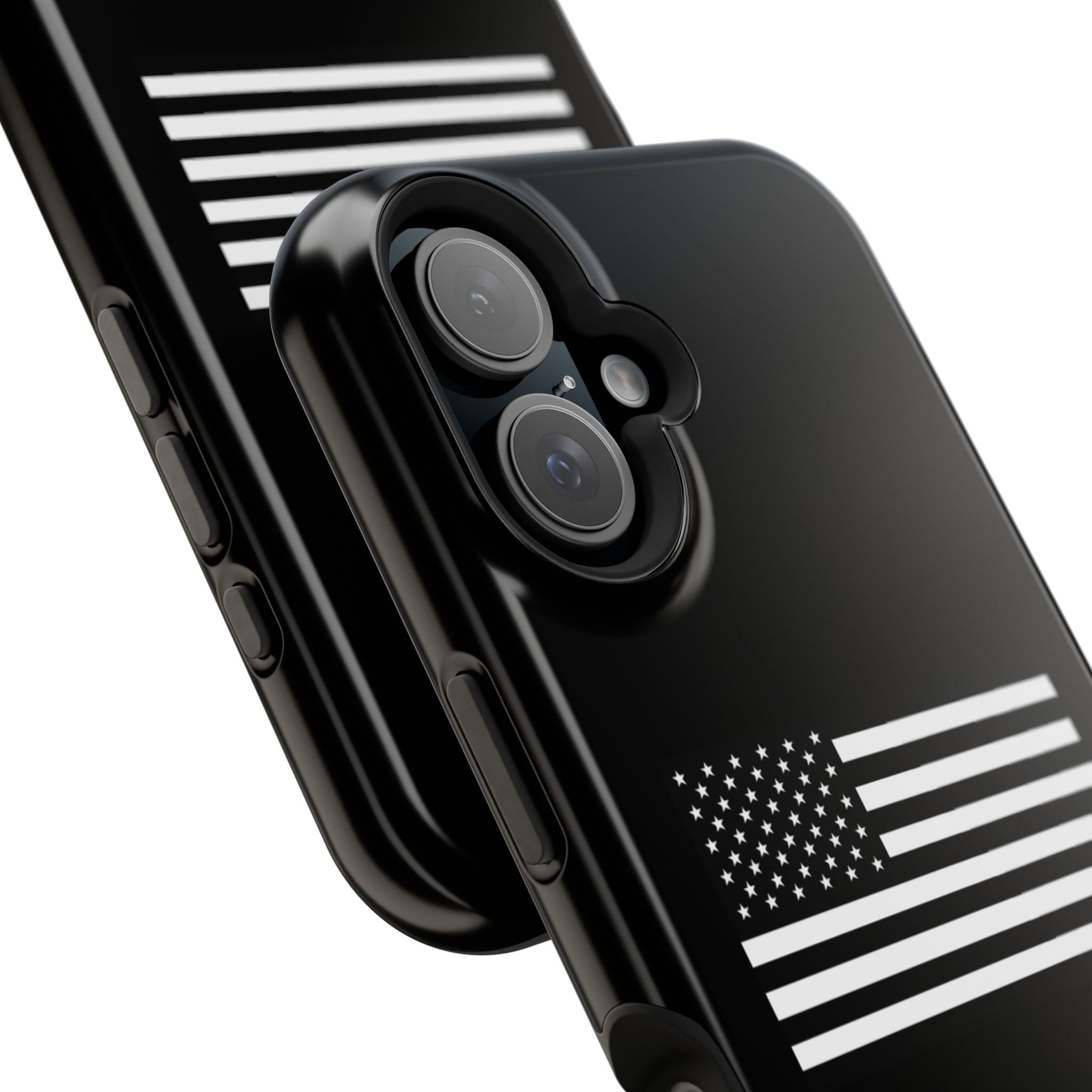 Black and White American Flag Magnetic Impact-Resistant Cases