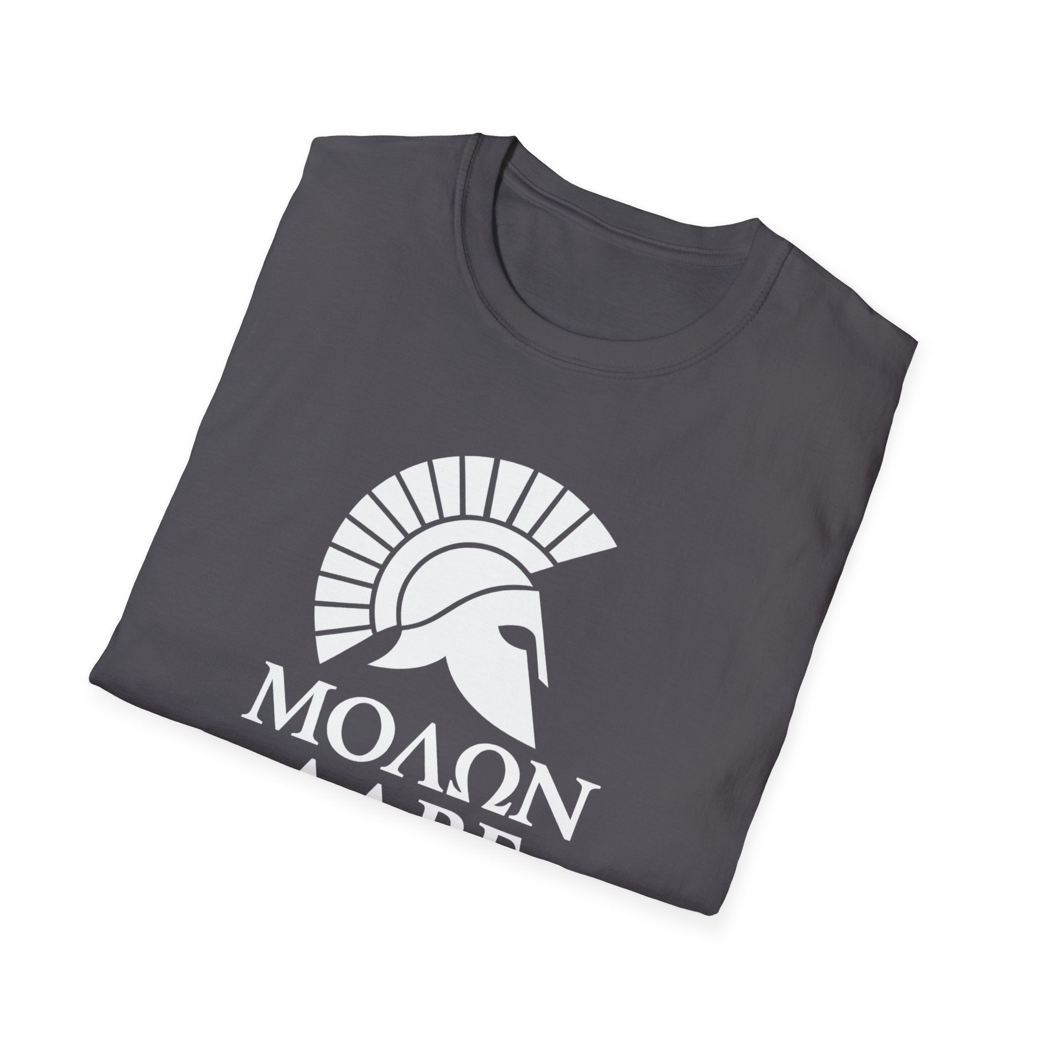 Molon Labe "Come and Take It!" in Greek Large Text White Design Softstyle Cotton T-Shirt