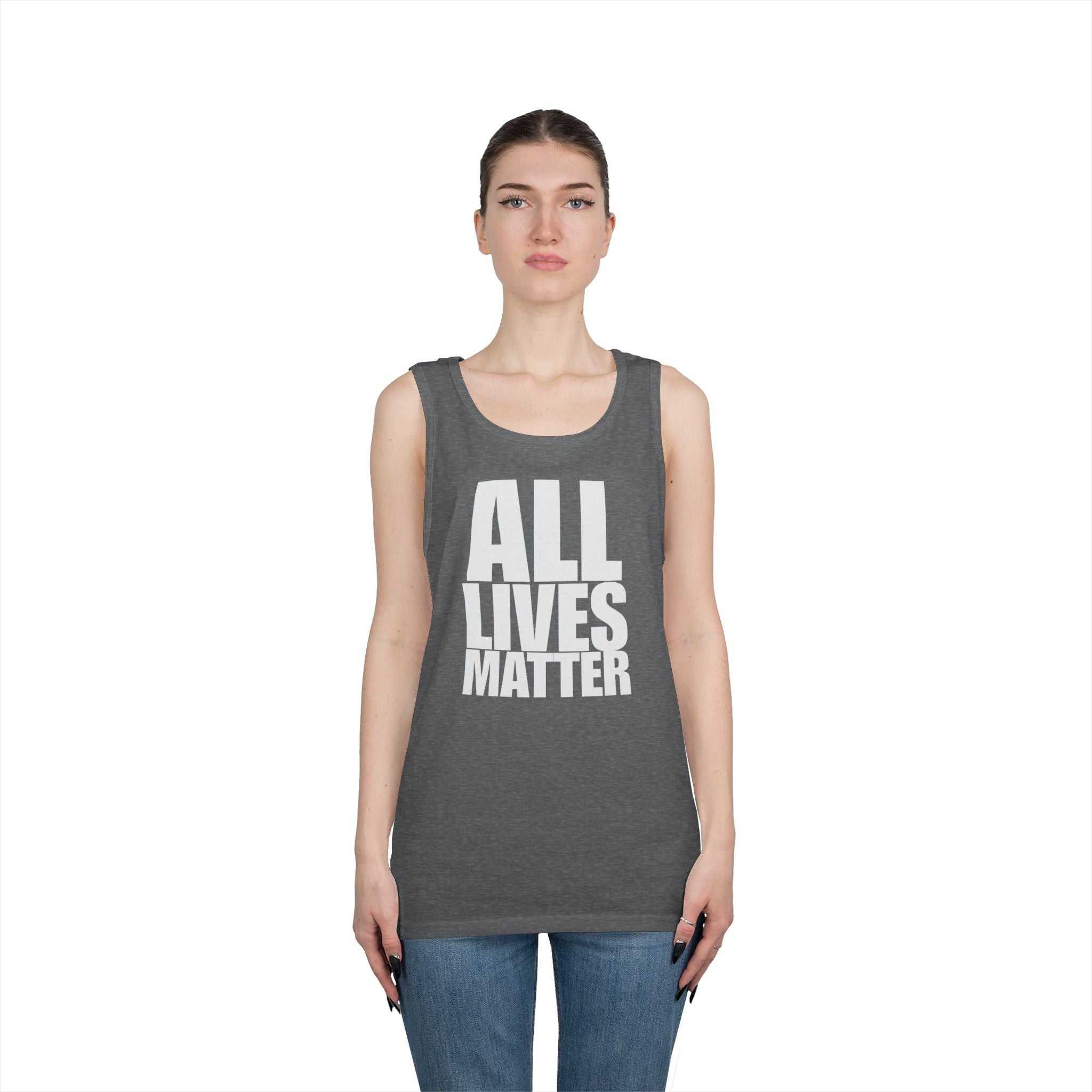 All Lives Matter White Text Heavy Cotton Tank Top