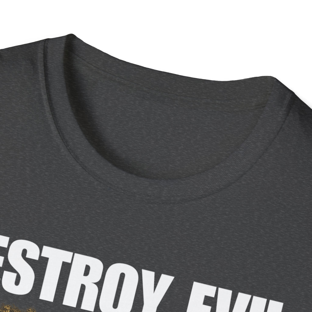 'Destroy Evil' Crusader Defeating the Great Red Dragon Design Graphic Softstyle T-Shirt