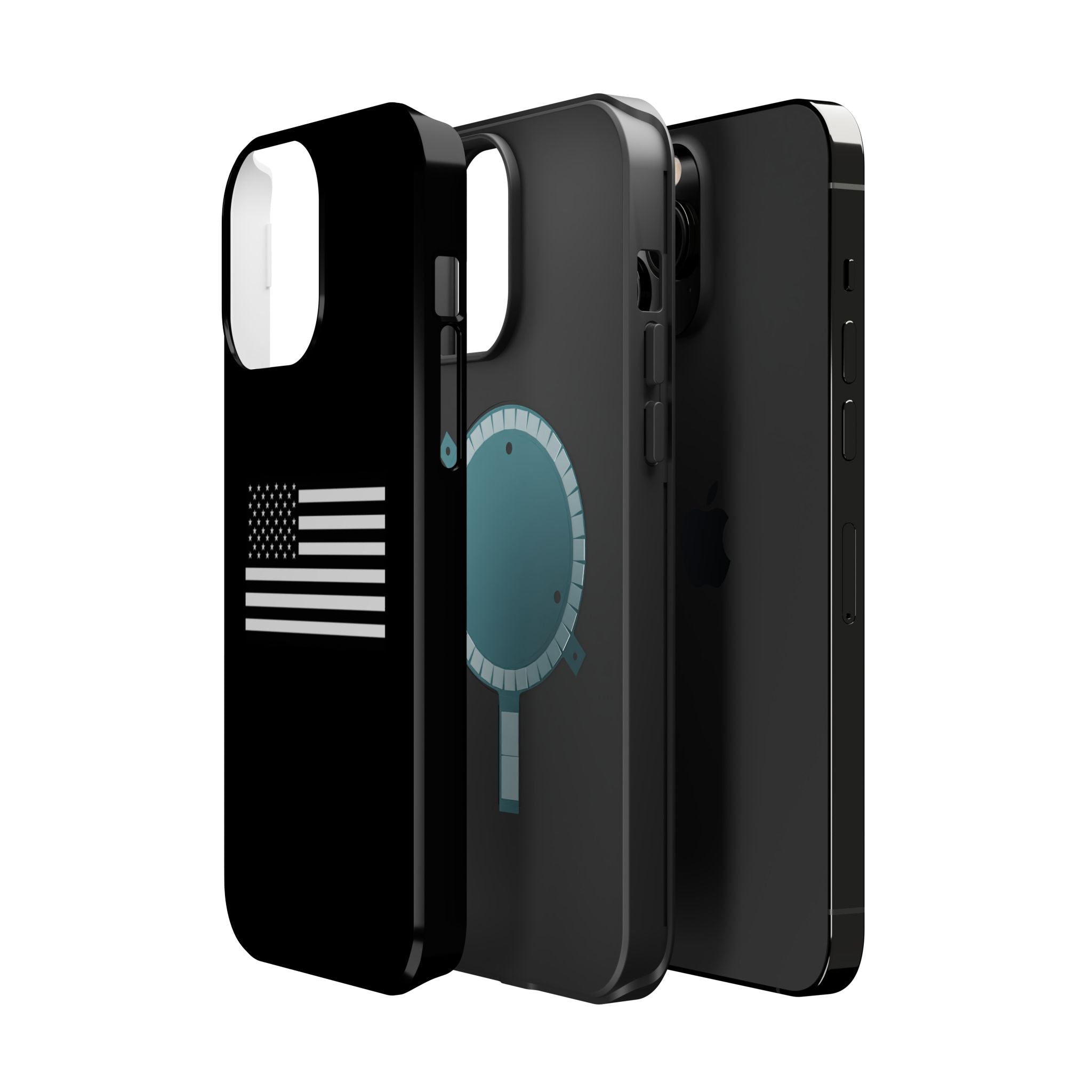 Black and White American Flag Magnetic Impact-Resistant Cases