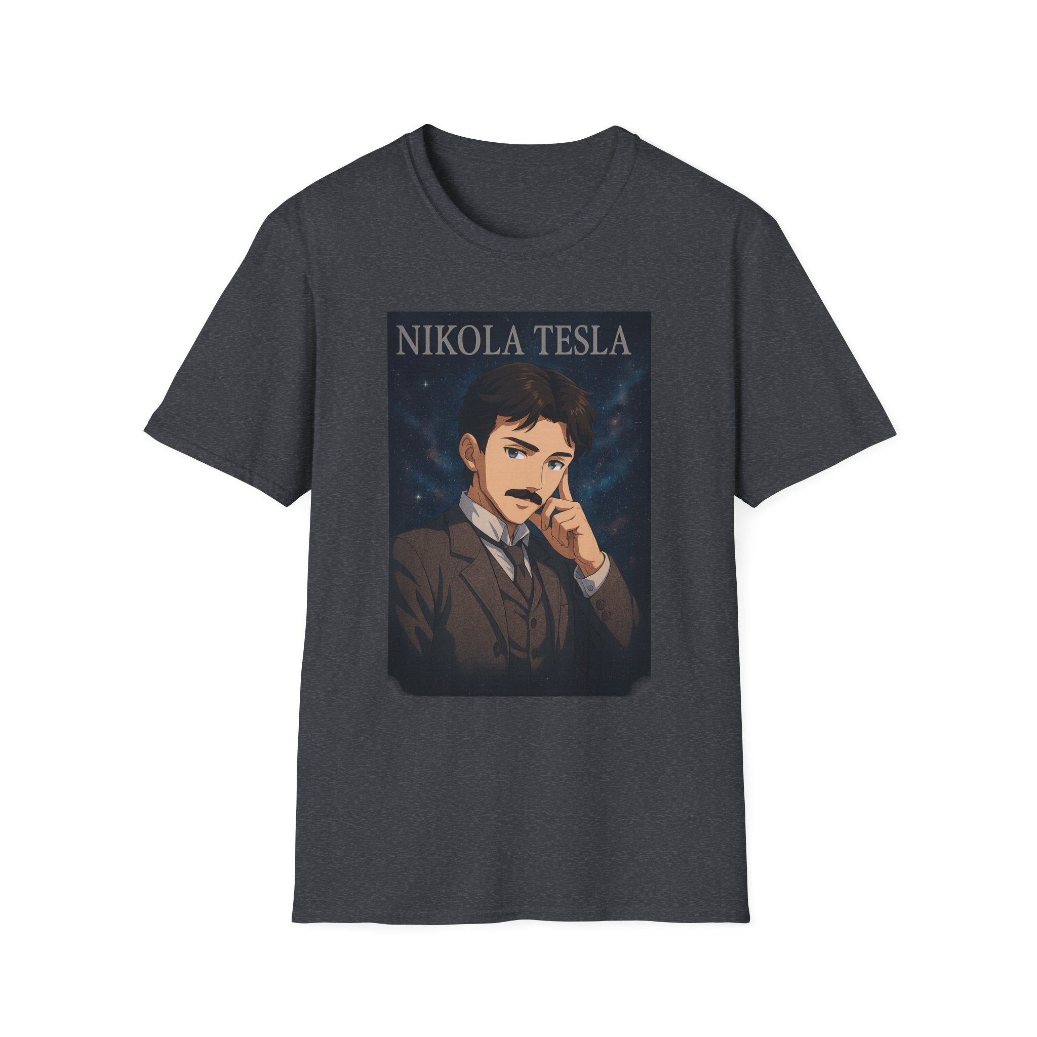 Nikola Tesla Historic Figure Graphic T-Shirt | Unisex Softstyle Tee, Science Gift, Nerd Apparel, Inspirational Clothing, Vintage Style Shirt