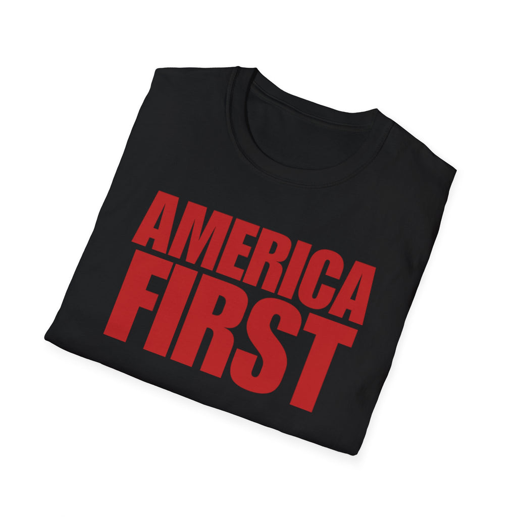 America First Red Design Softstyle Cotton Shirt T-Shirt