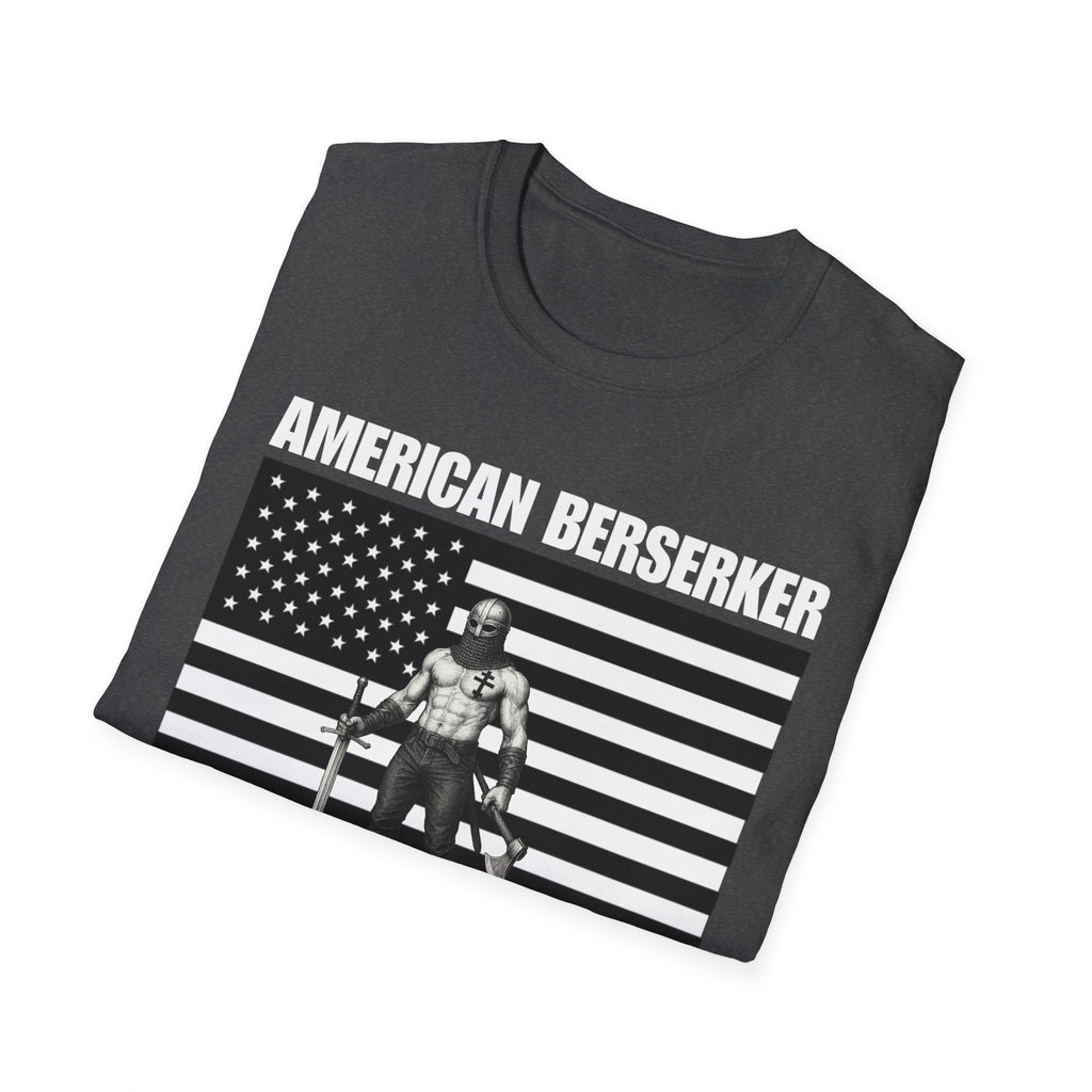Bold American Berserker Black and White Softstyle T-Shirt