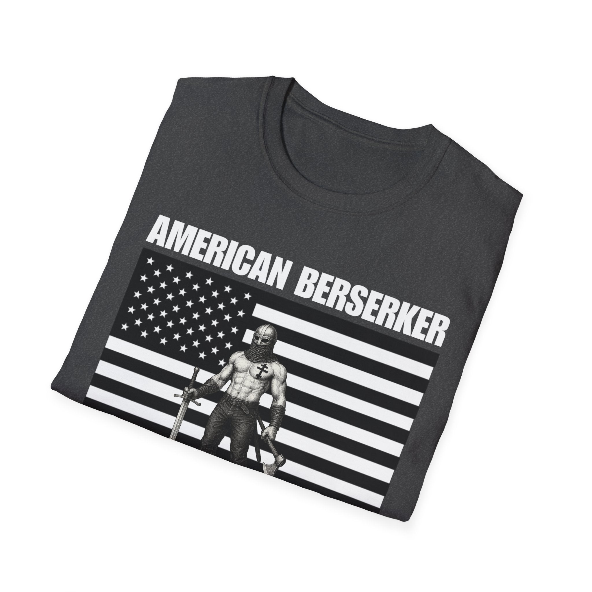 Bold American Berserker Black and White Softstyle T-Shirt