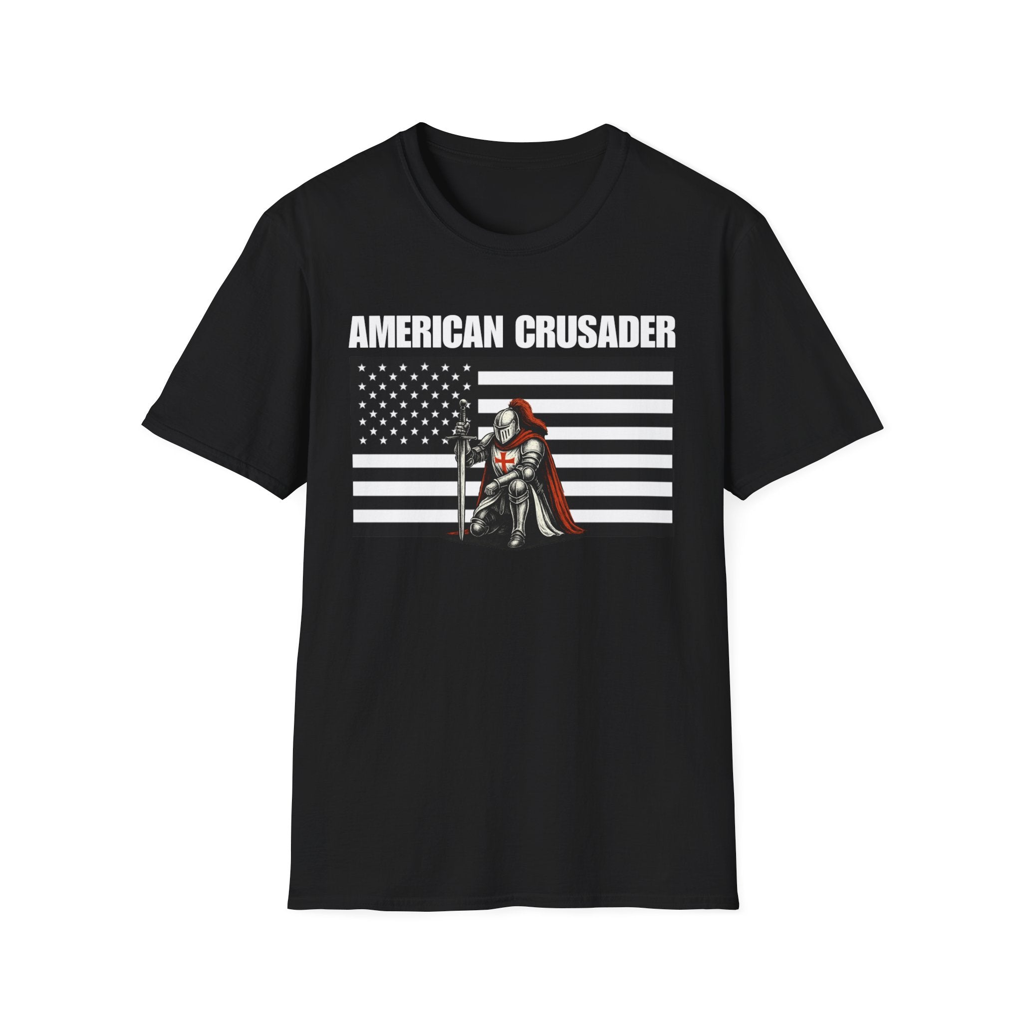 American Crusader Black and White Alt Design Softstyle Cotton Shirt T-Shirt