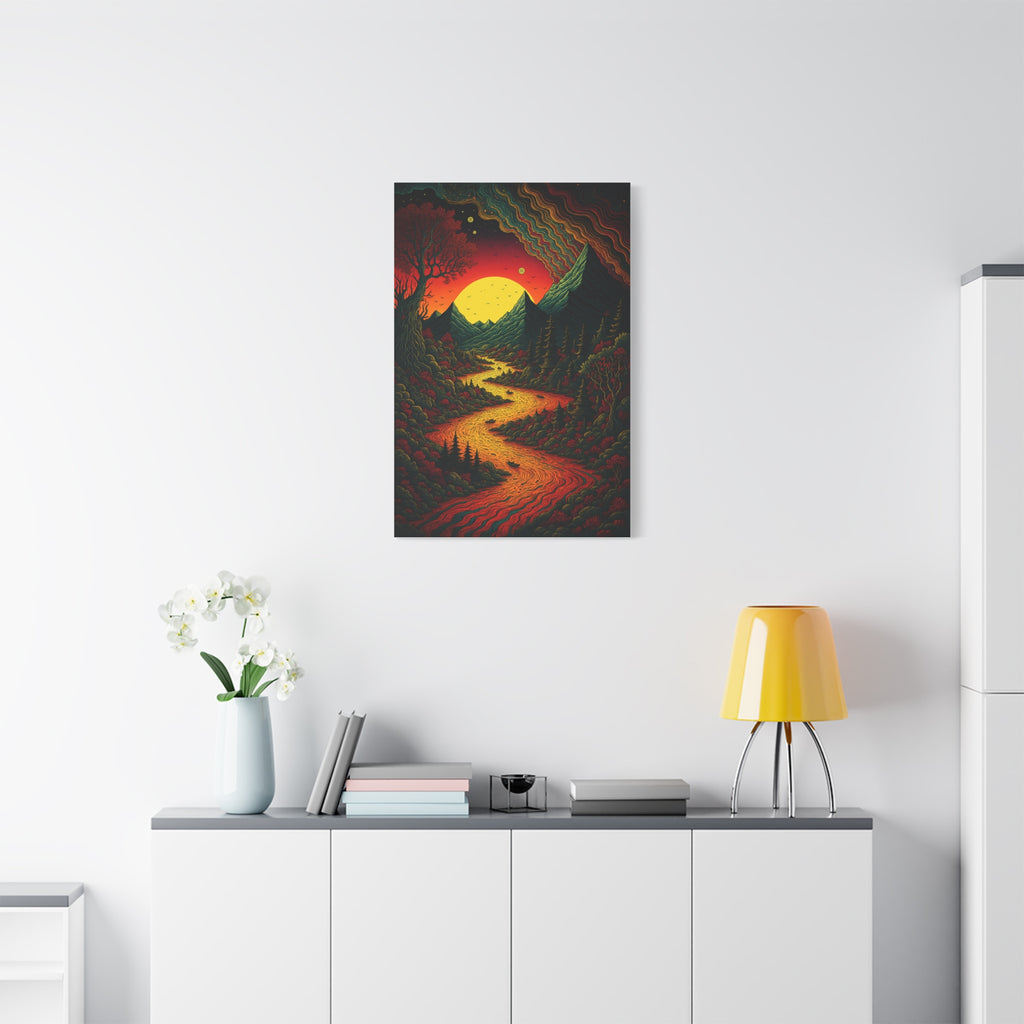 Trippy Sunset River Canvas Wall Art