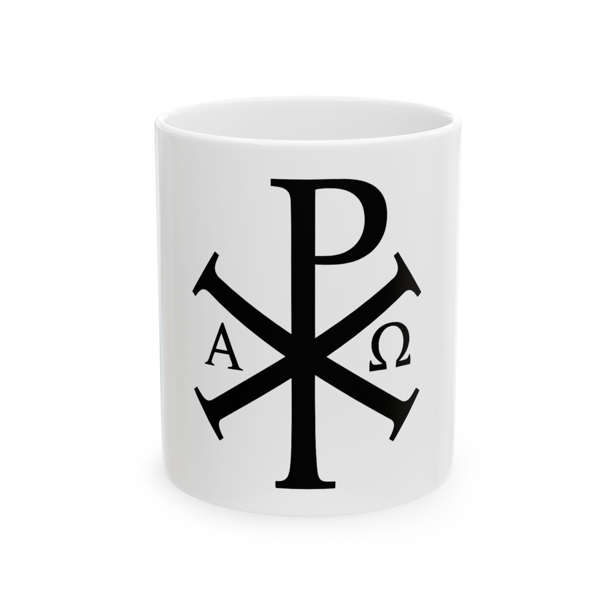 Pi Chi Rho Black Design Christian Symbol Ceramic Mug