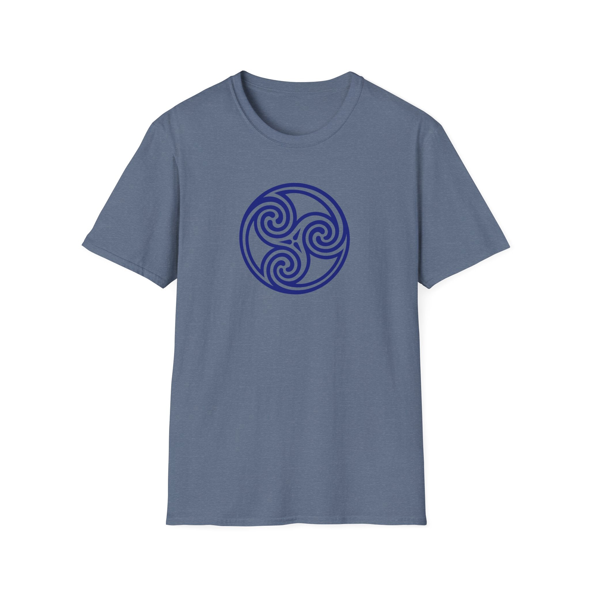 Celtic Spiral Triskele Trinity Symbol Blue Softstyle T-Shirt