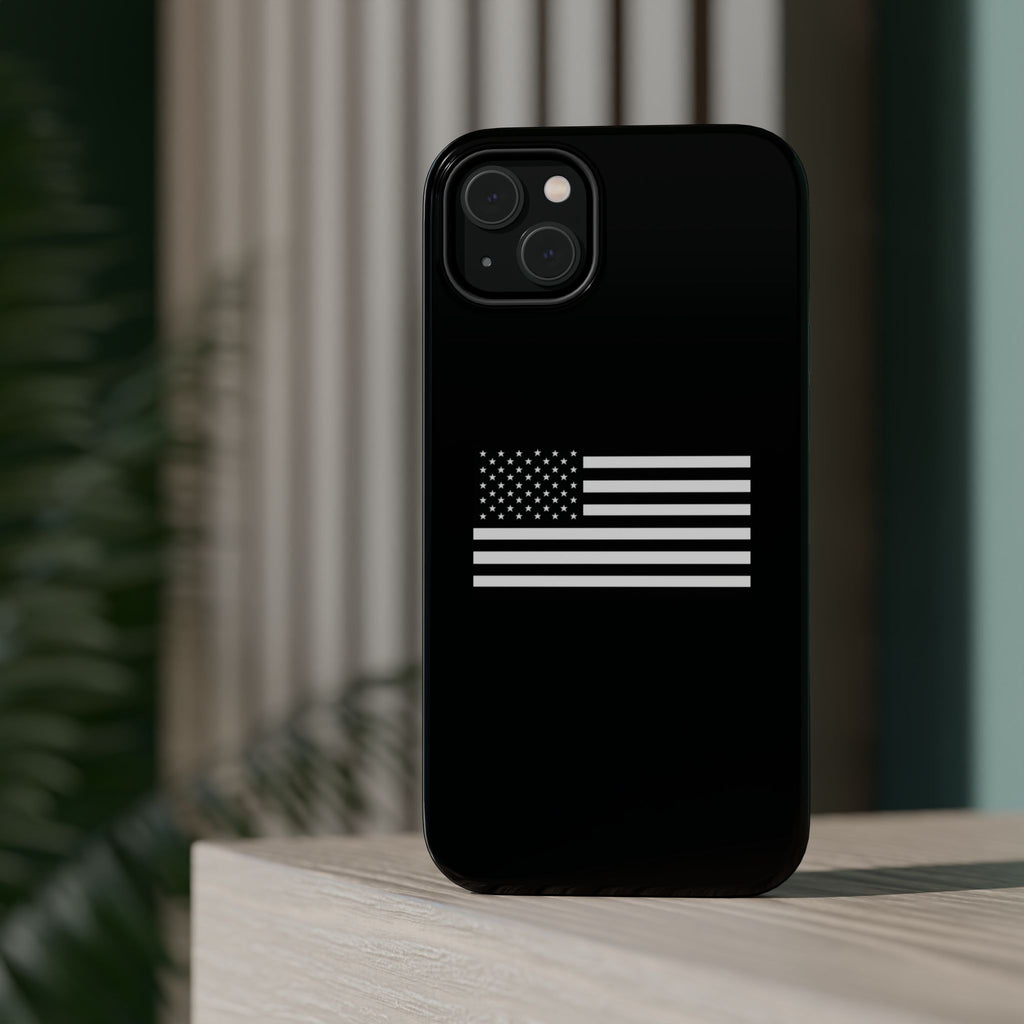 Black and White American Flag Magnetic Impact-Resistant Cases