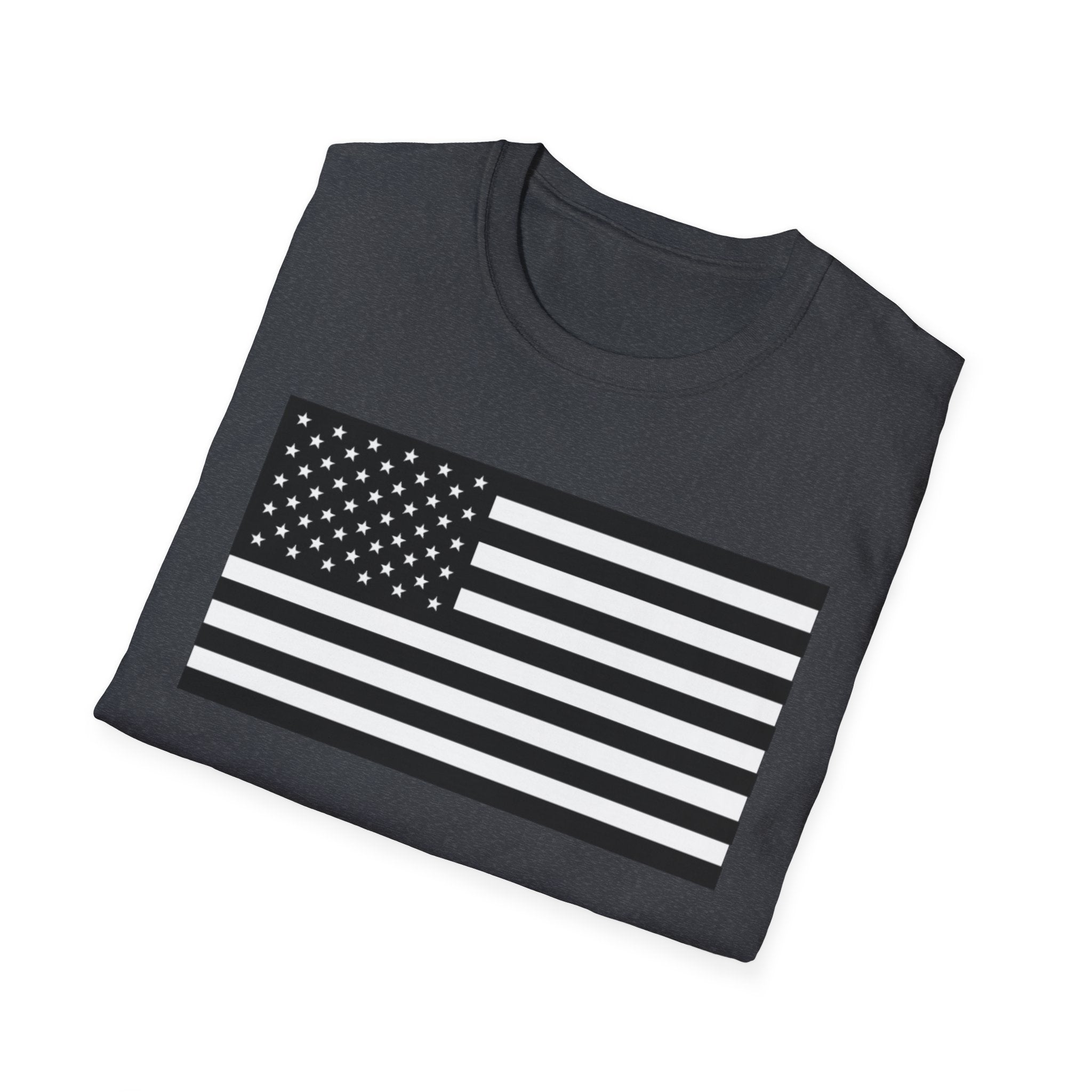 Black and White American Flag Softstyle Cotton Shirt T-Shirt