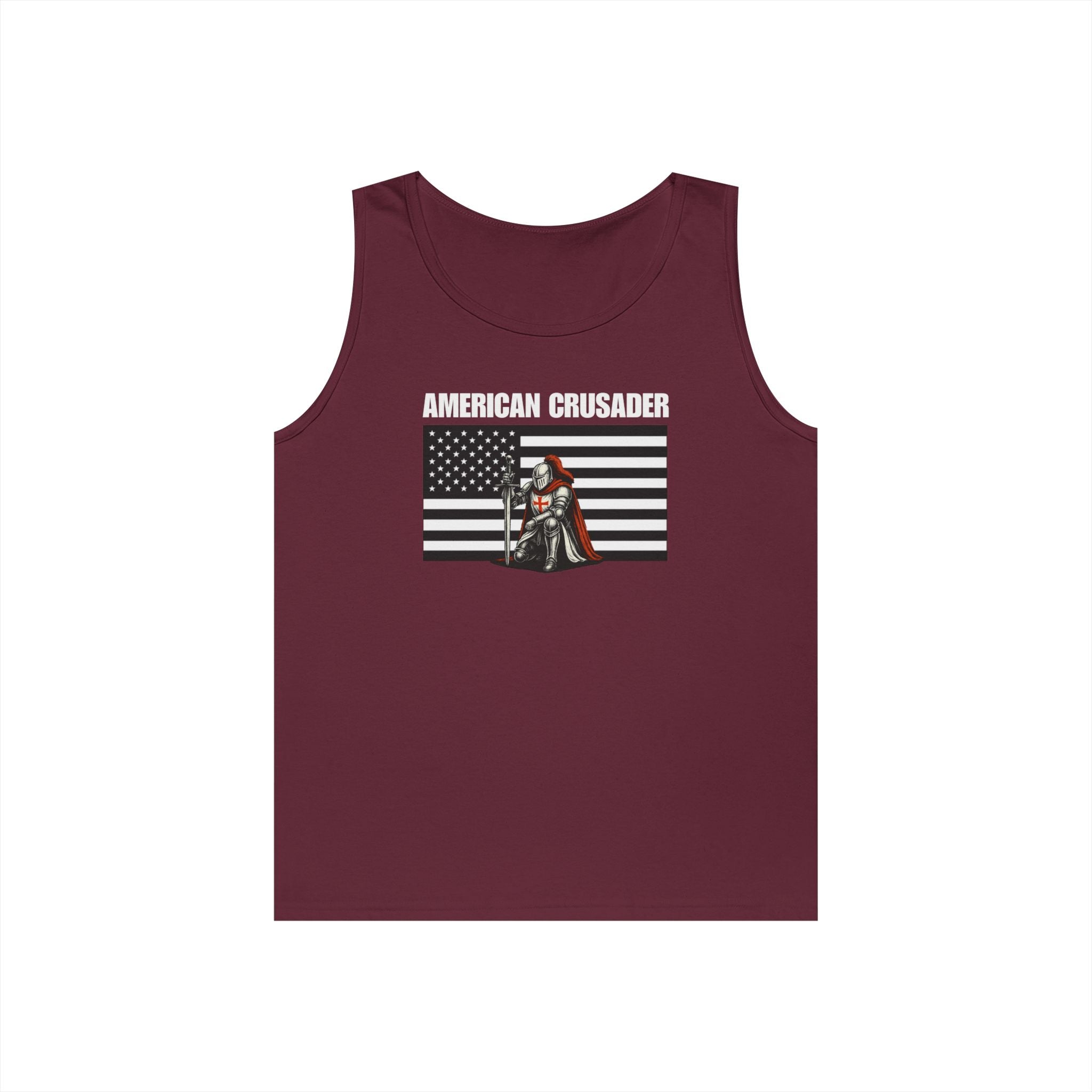 American Crusader Black and White Alt Design Heavy Cotton Tank Top