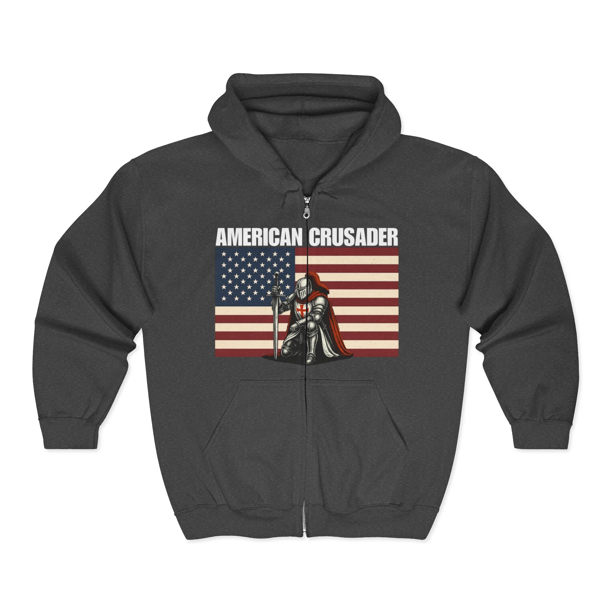 American Crusader Alt Color Design Full Zip Up Hoodie Sweatshirt