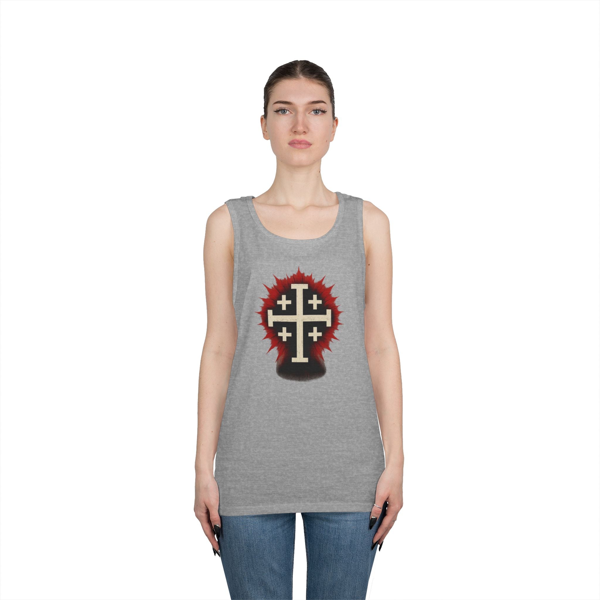 Cross of Jerusalem Graphic Tank Top, Christian Summer Wear