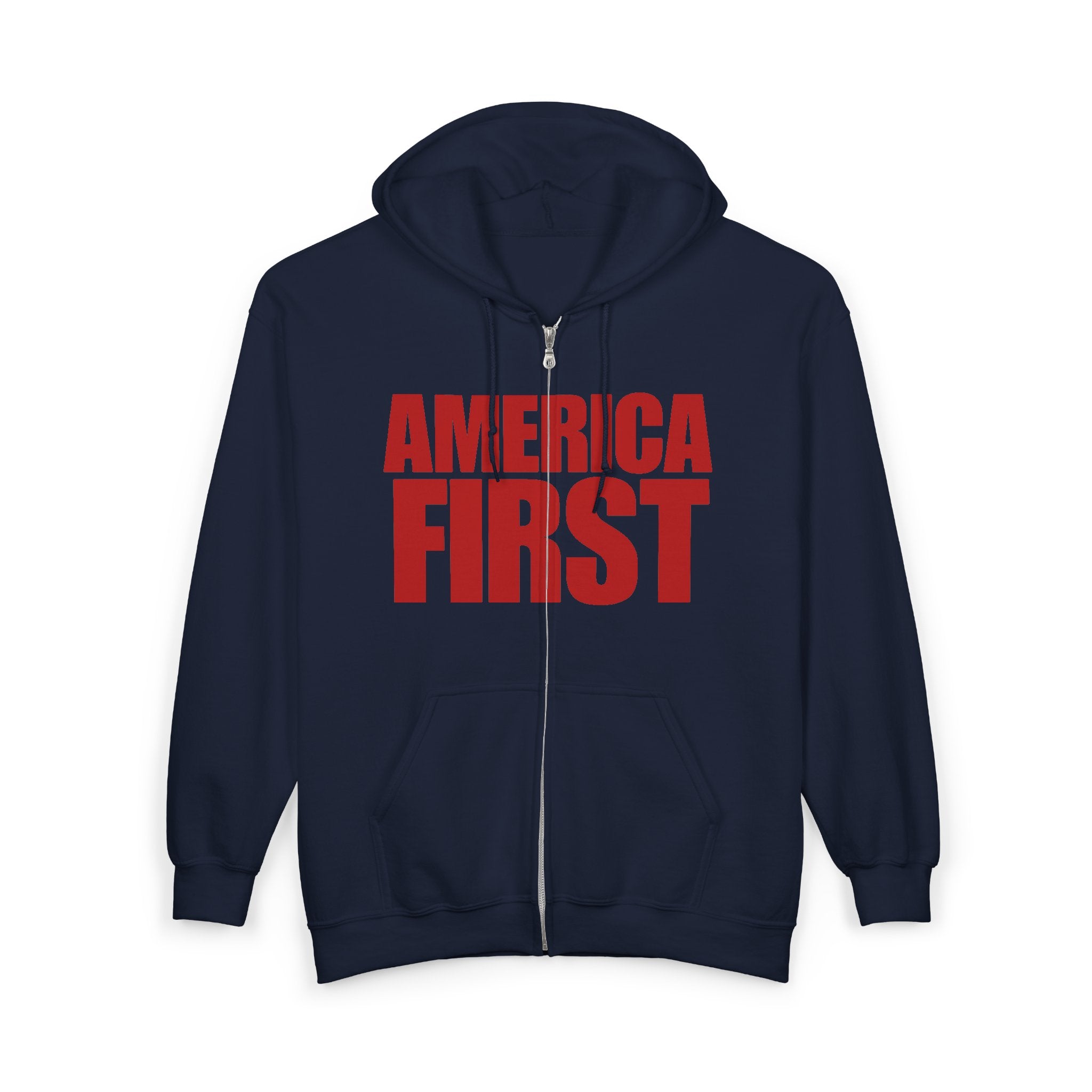 'America First' Red Print Full Zip Up Hoodie Sweatshirt