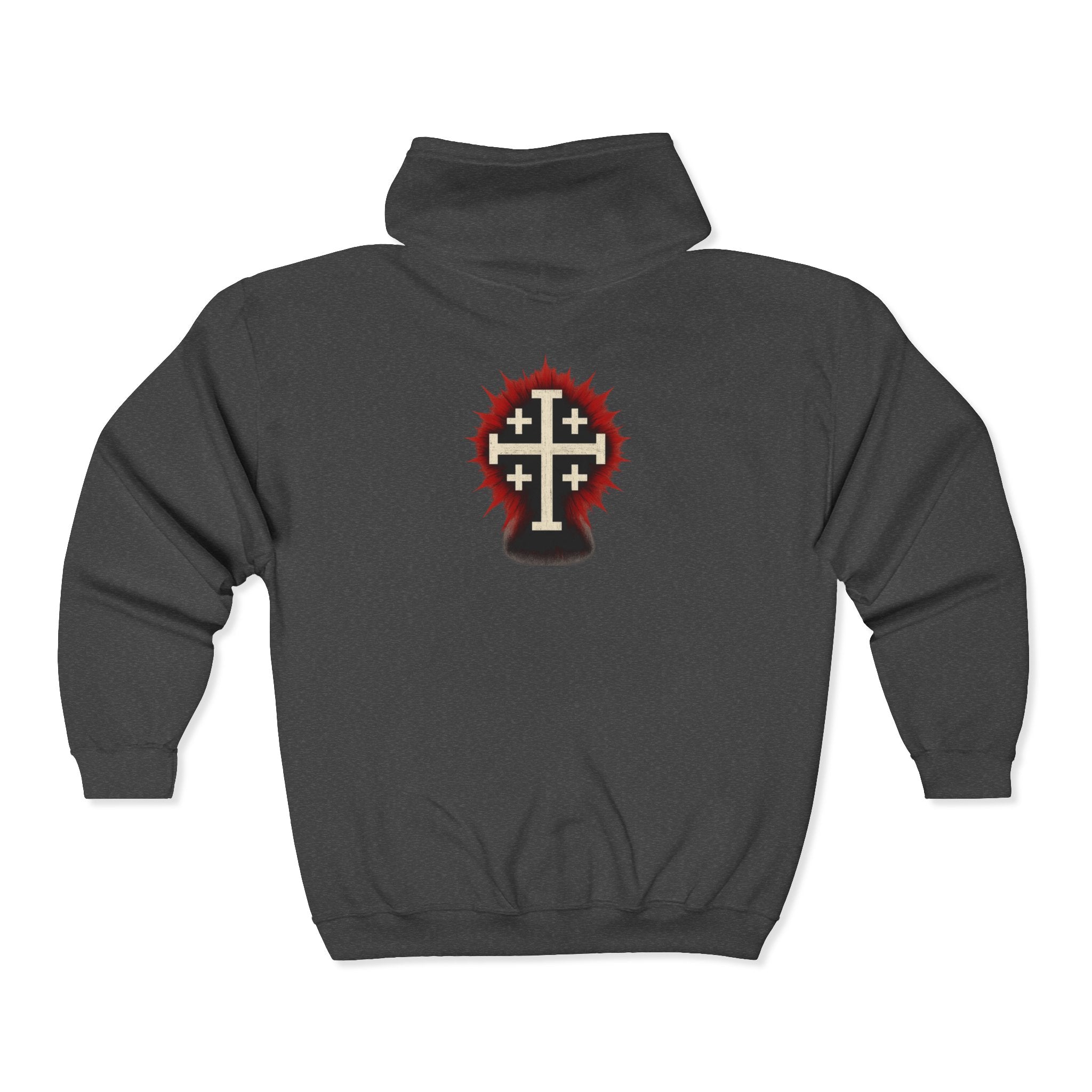 Front and Back Christ is King Zip-Up Hoodie with Cross on Back, Christ is King Design Sweatshirt