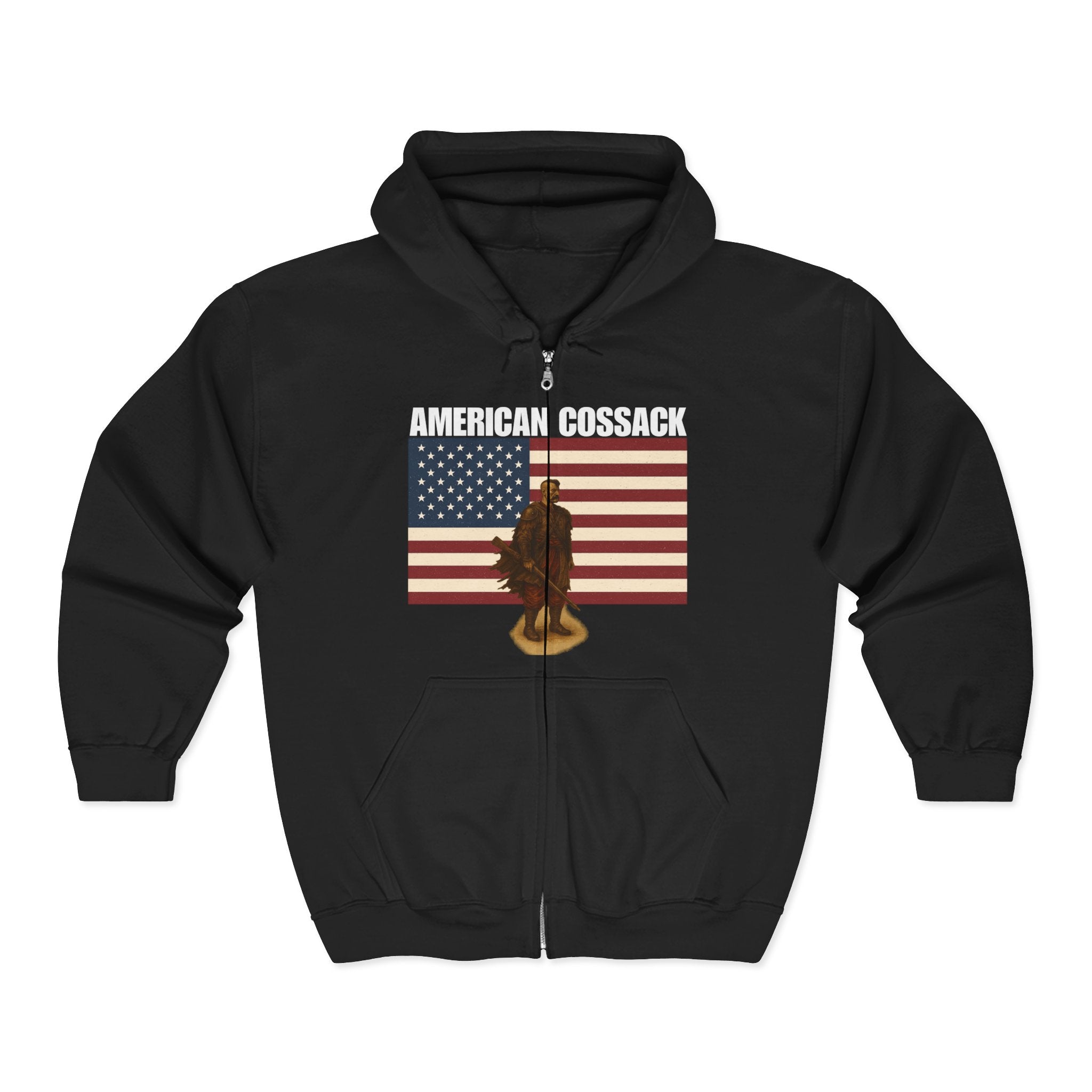 American Cossack Full Zip Up Hoodie Sweatshirt