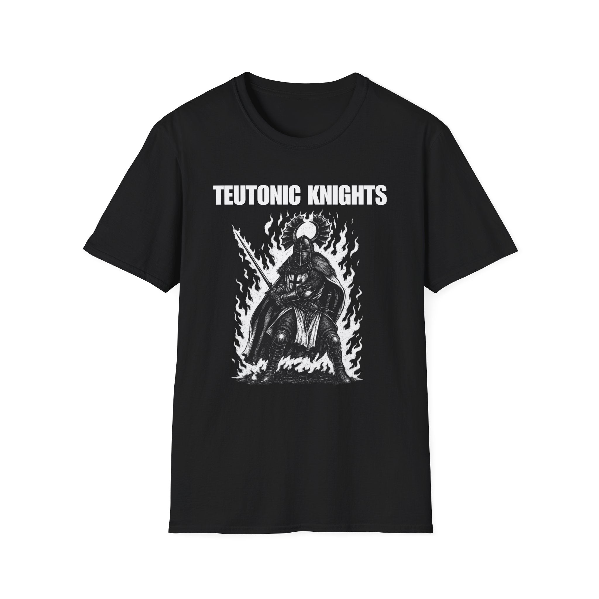 Teutonic Knight With Aura and "Teutonic Knights" Text Soft Style Cotton Shirt T-Shirt