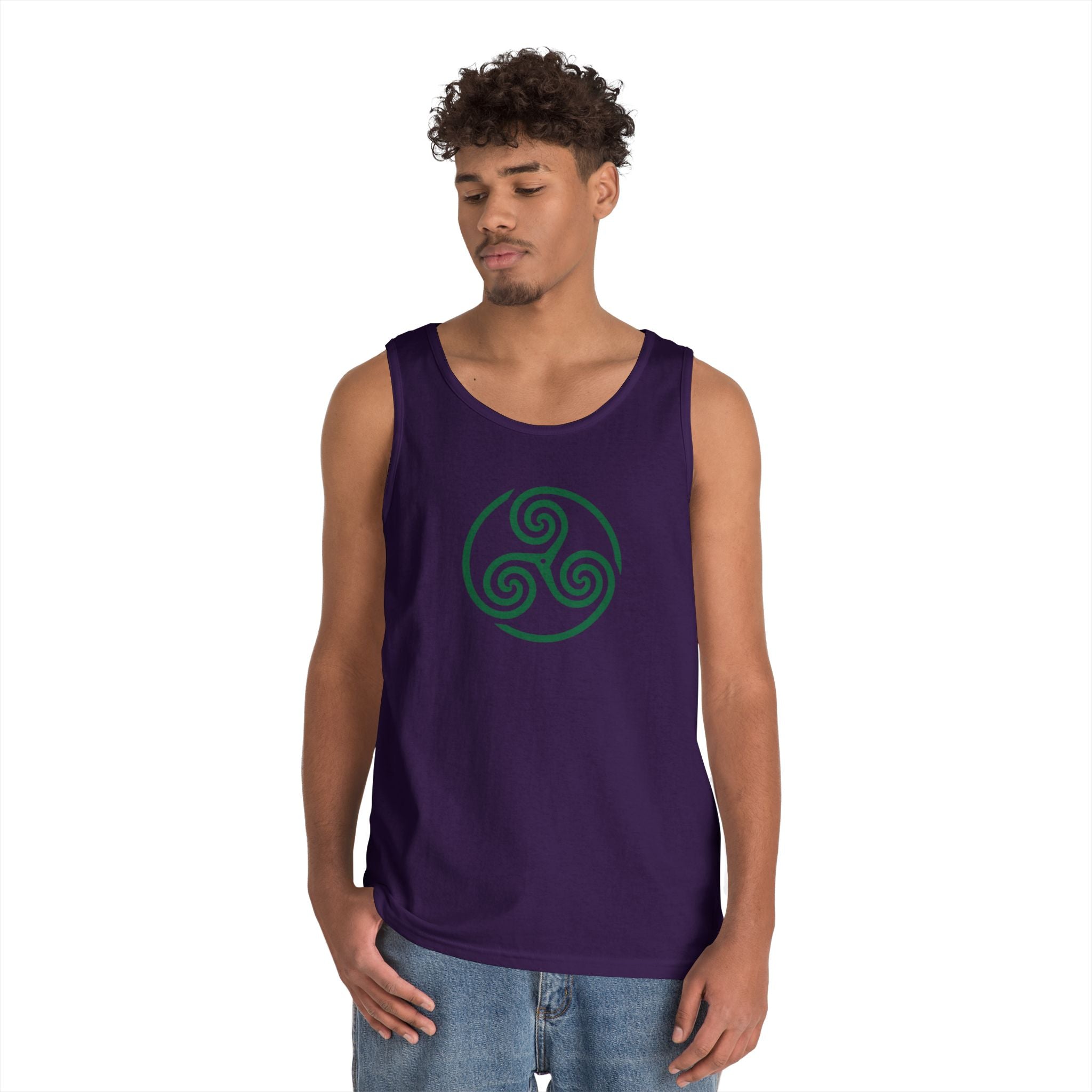 Celtic Spiral Triskele Symbol Alt Design Green Unisex Tank Top