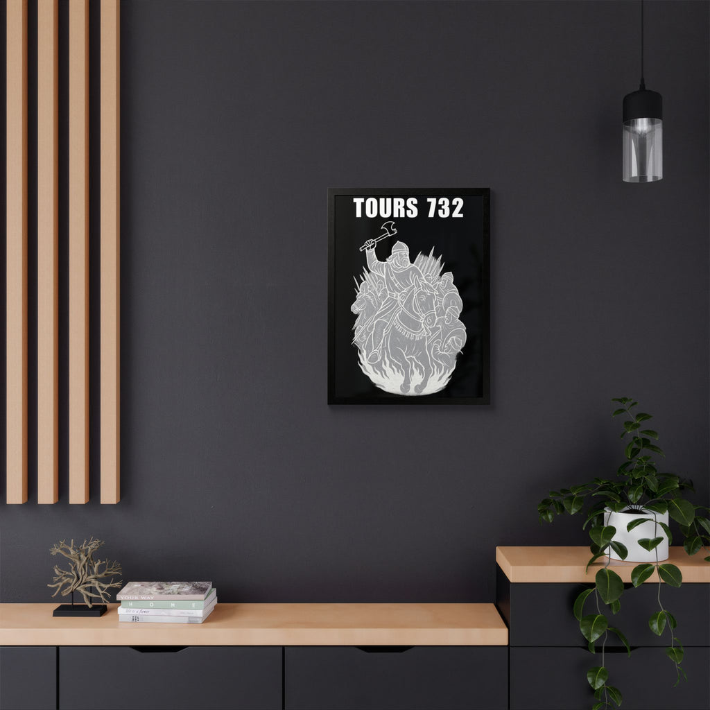 Historic Battle Framed Poster Tours 732 AD Charles "The Hammer" Martel Medieval Art, Home Office Decor