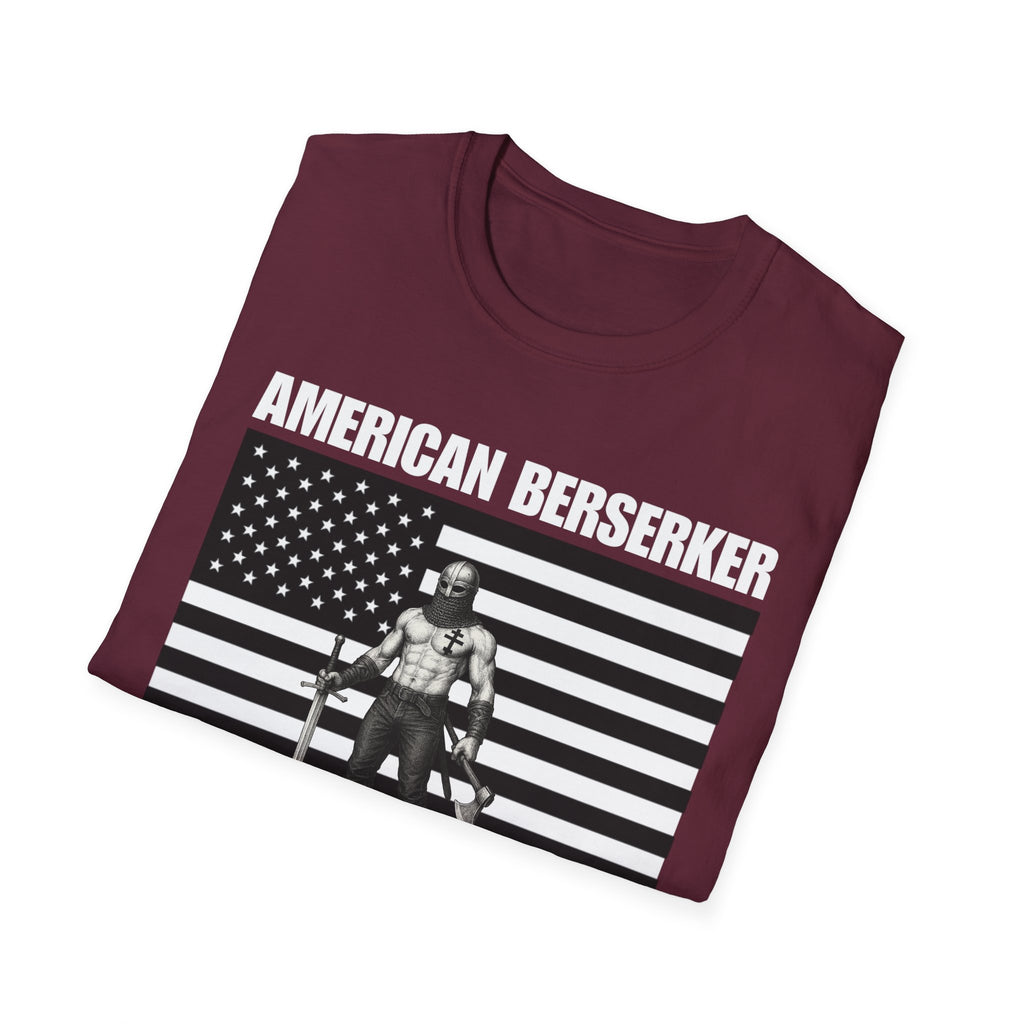 Bold American Berserker Black and White Softstyle T-Shirt