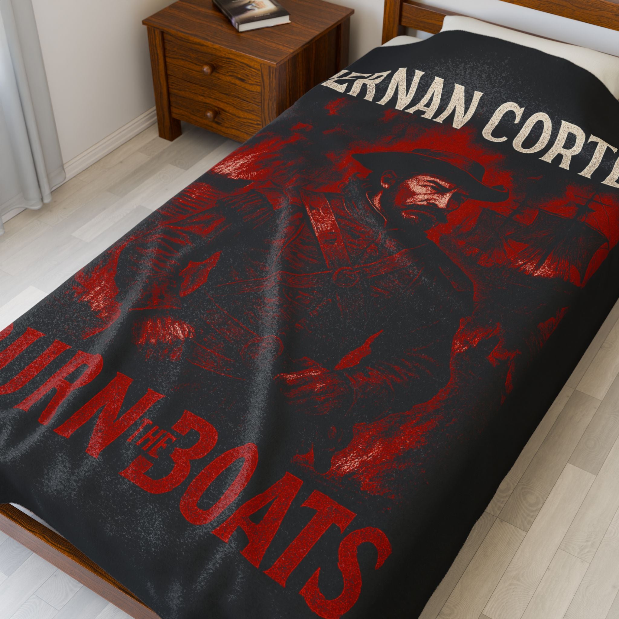 Hernan Cortes Burn the Boats Velveteen Decorative Plush Blanket