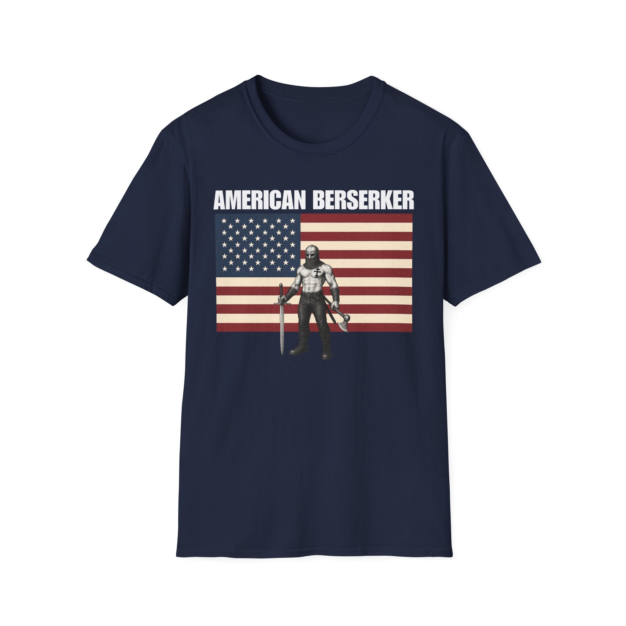 Bold American Berserker Graphic Softstyle Cotton T-Shirt