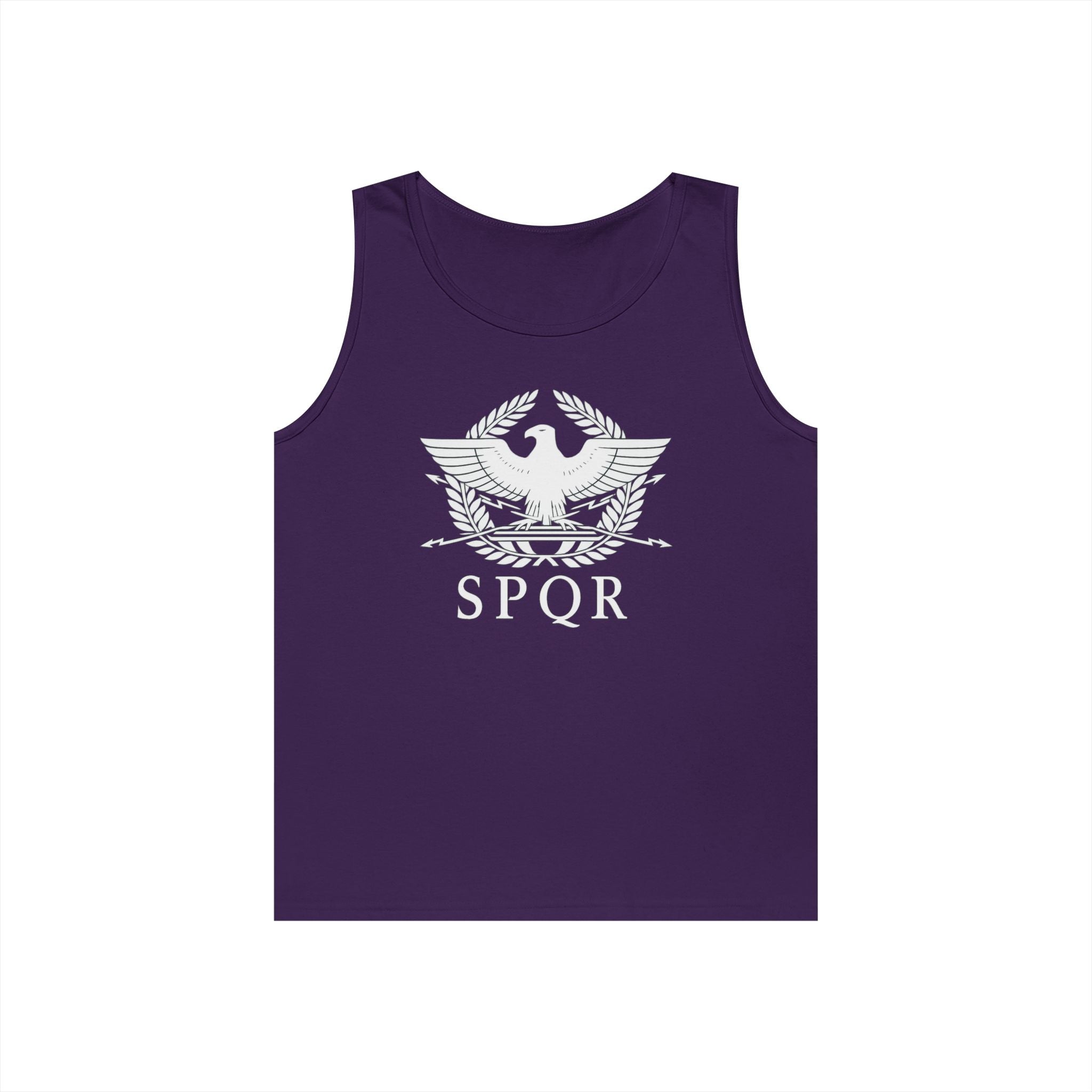 SPQR Roman Eagle White Design Heavy Cotton Tank Top