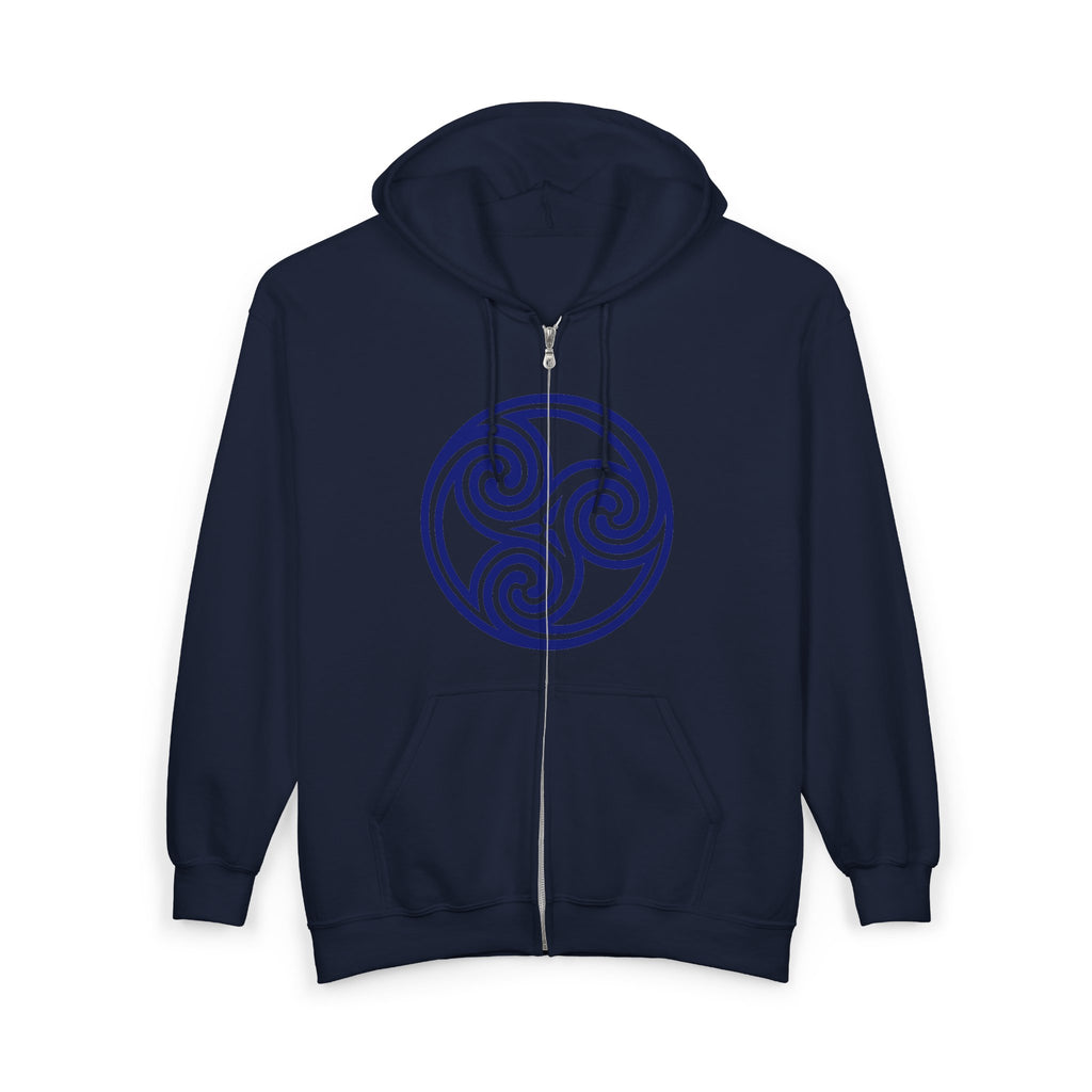 Celtic Spiral Triskele Trinity Symbol Alt Blue Design Full Zip Up Hoodie Sweatshirt