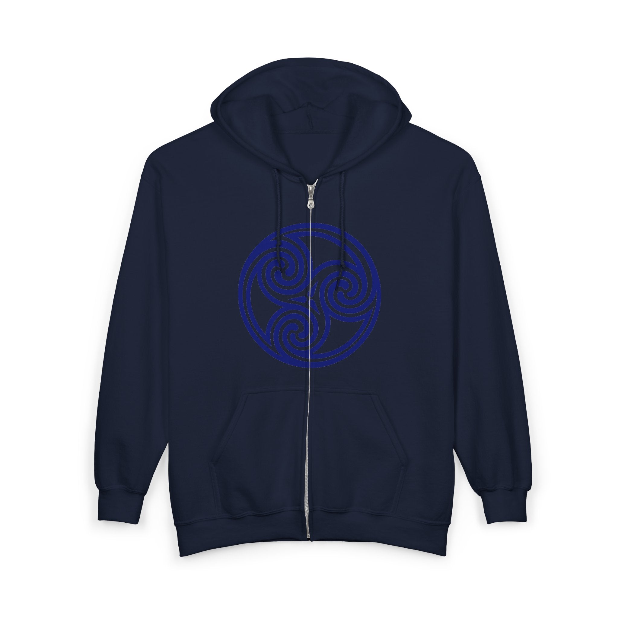 Celtic Spiral Triskele Trinity Symbol Alt Blue Design Full Zip Up Hoodie Sweatshirt