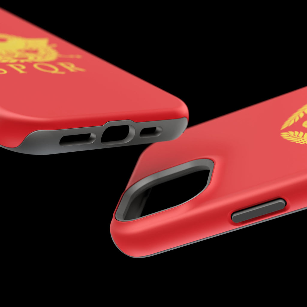 SPQR Gold Roman Eagle Symbol Red Magnetic Impact-Resistant Cases