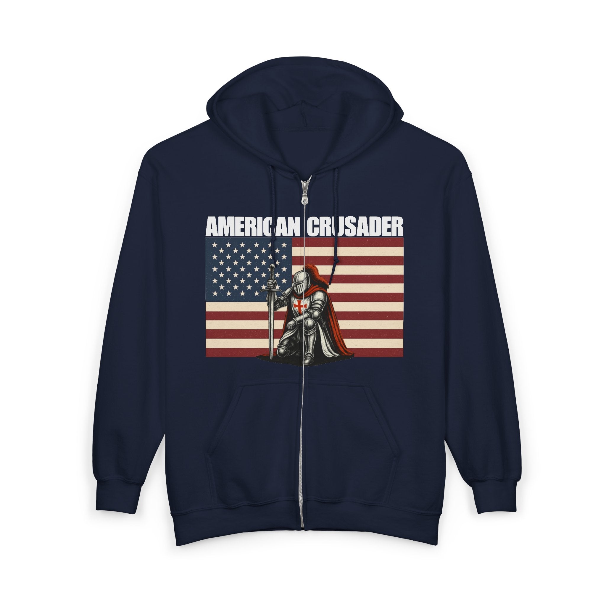 American Crusader Alt Color Design Full Zip Up Hoodie Sweatshirt